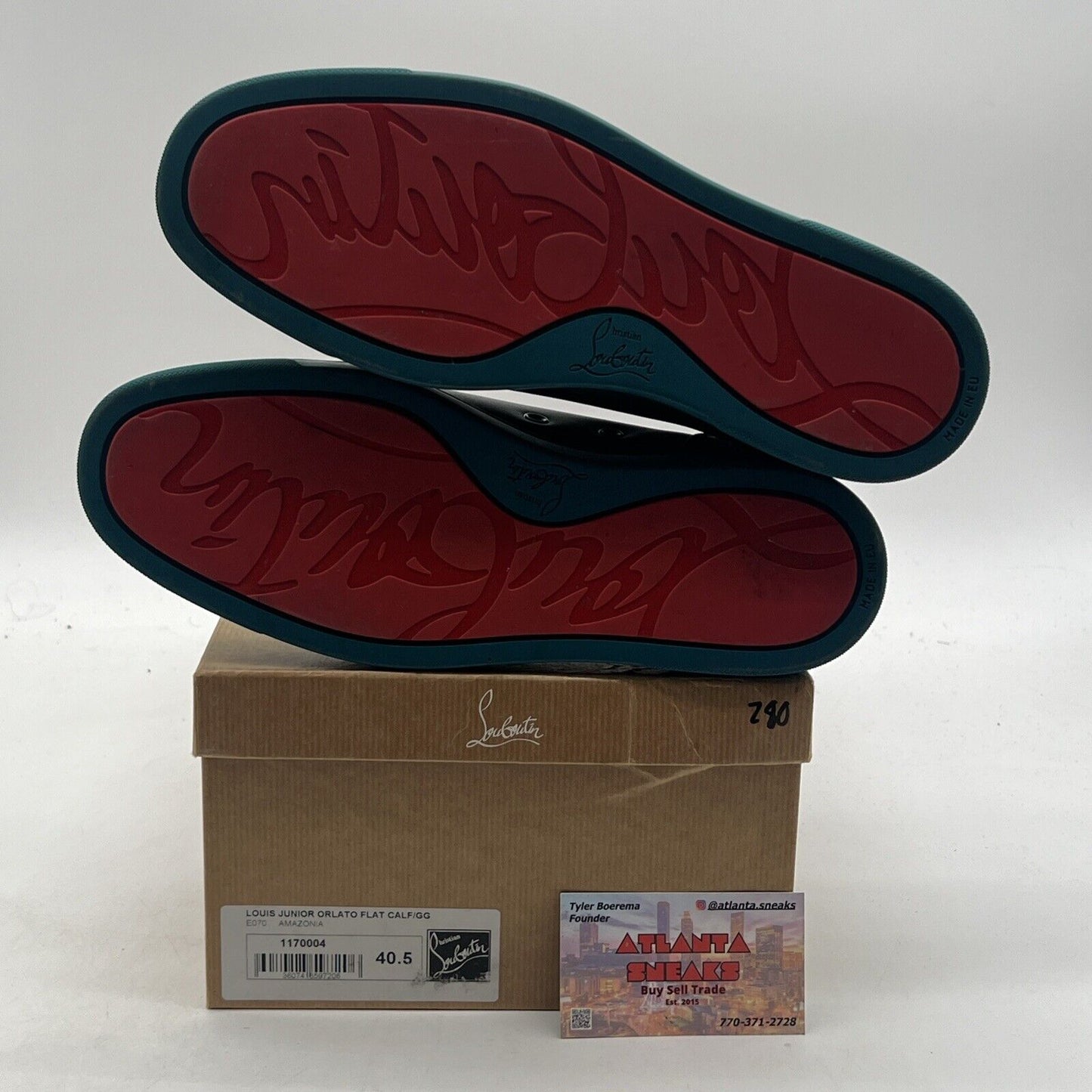 Size 7.5-Christian Louboutin Louis Junior Orlato Flat Calf/GG Amazonia (1170004)