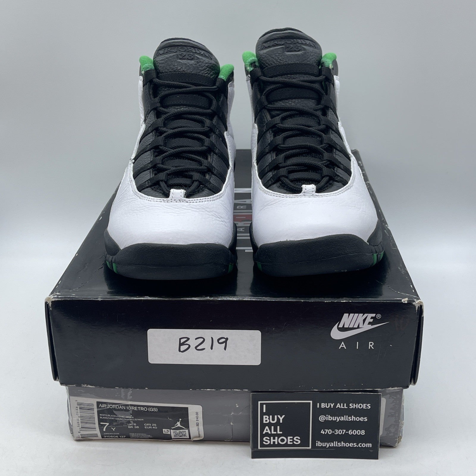 Size 7Y - Air Jordan 10 Retro 2019 Seattle White Black Leather (310806-137)