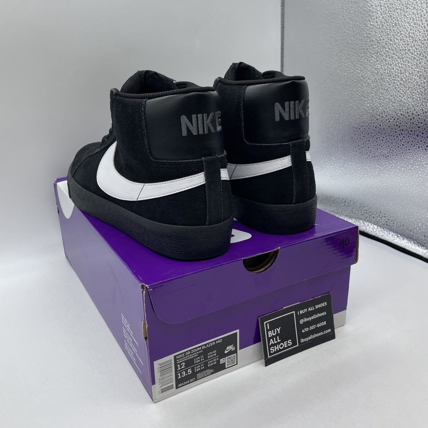 Size 12 - Nike Zoom Blazer SB Mid Black White Suede Leather (864349-007)