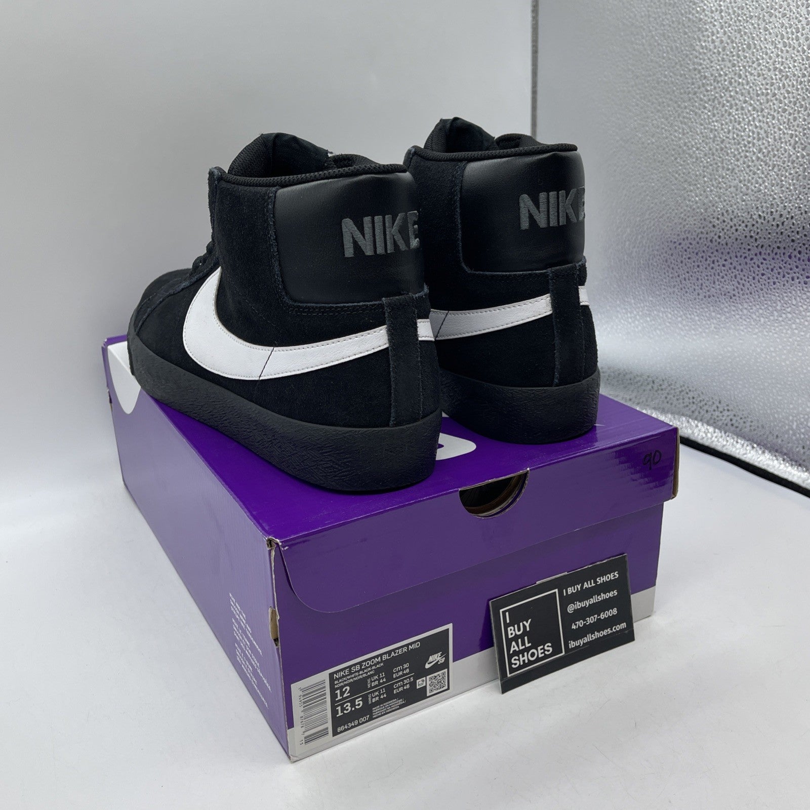 Size 12 - Nike Zoom Blazer SB Mid Black White Suede Leather (864349-007)