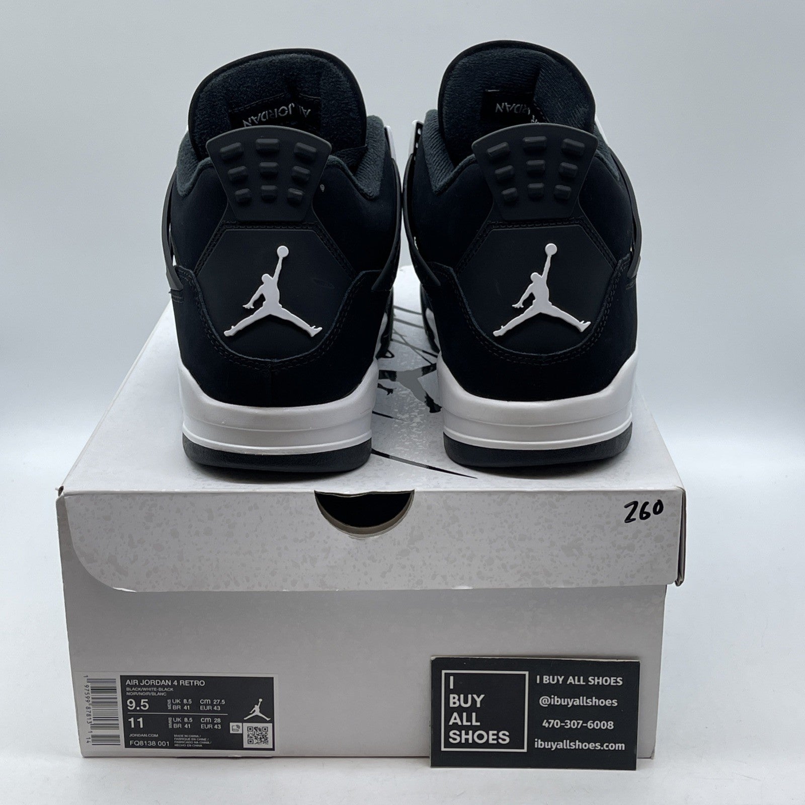 Size 9.5 - Air Jordan 4 Retro White Thunder Black Suede (FQ8138-001)