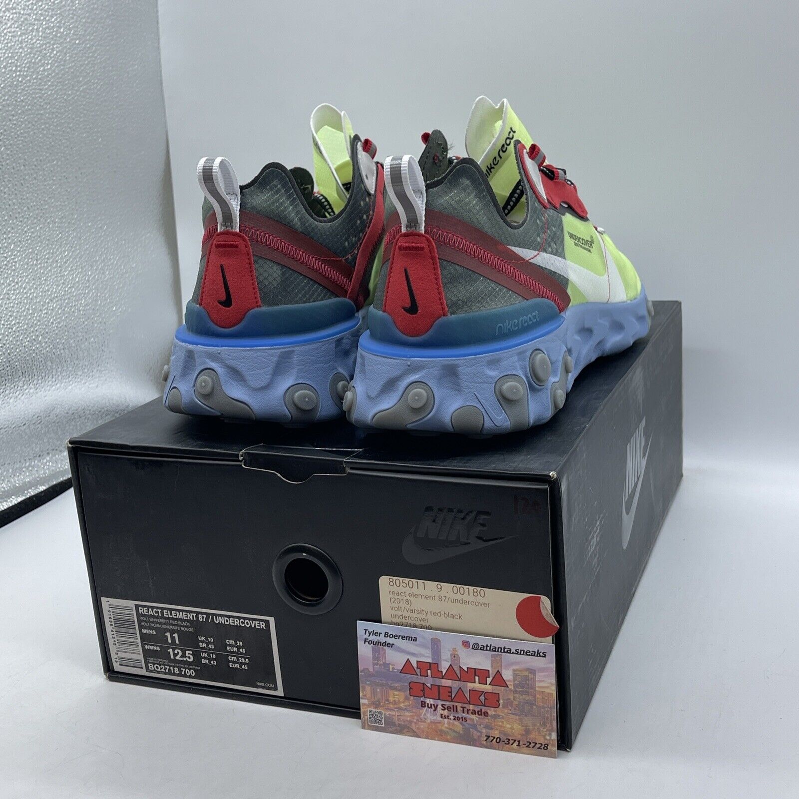 Size 10 - Nike Undercover x React Element 87 Volt Grey Suede Leather (BQ2718-700