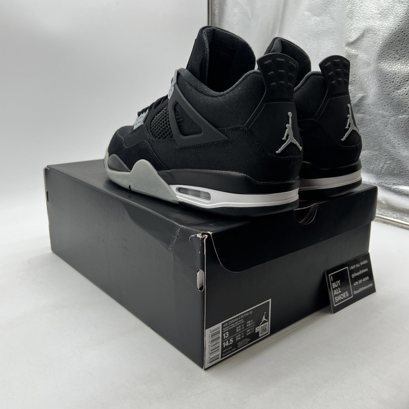 Size 13 - Air Jordan 4 Retro SE Mid Black Canvas (DH7138-006)