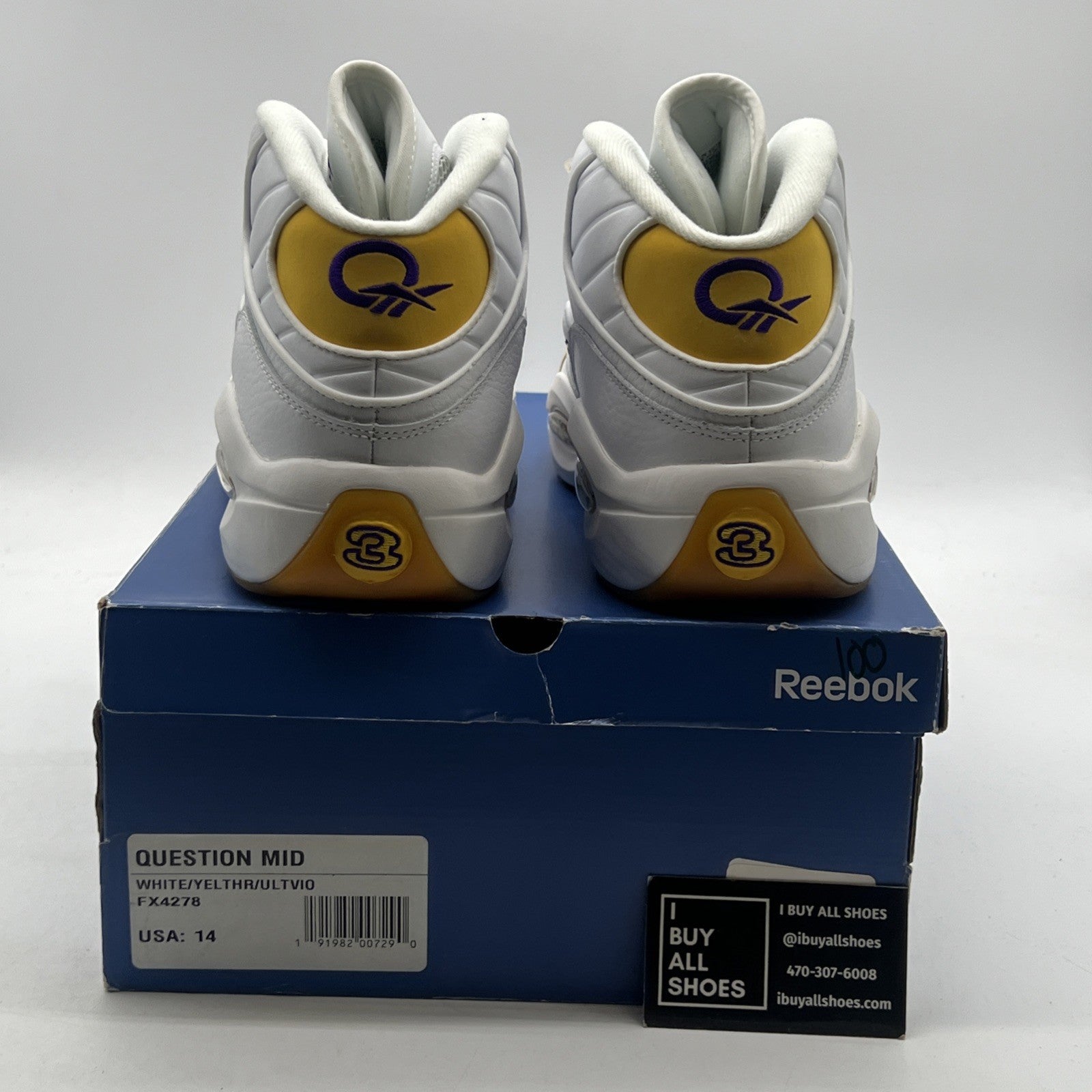 Size 14 - Reebok Question Mid Yellow Toe (FX4278)