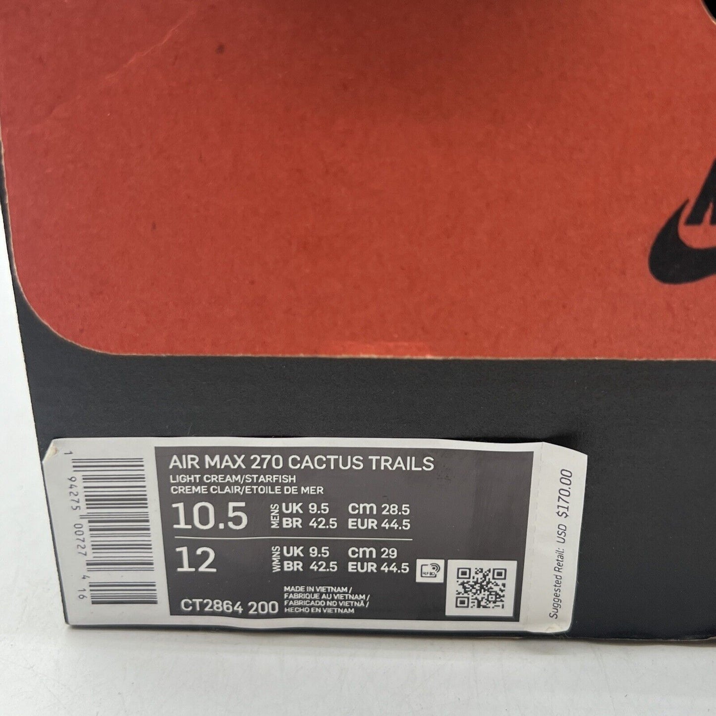 Size 10.5 - Nike Travis Scott x Air Max 270 React ENG Cactus Trails (CR2864-200)