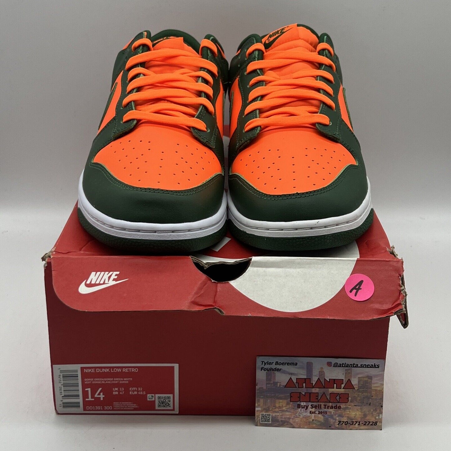 Size 14 - Nike Dunk Low Miami Hurricanes Brand  New Og All