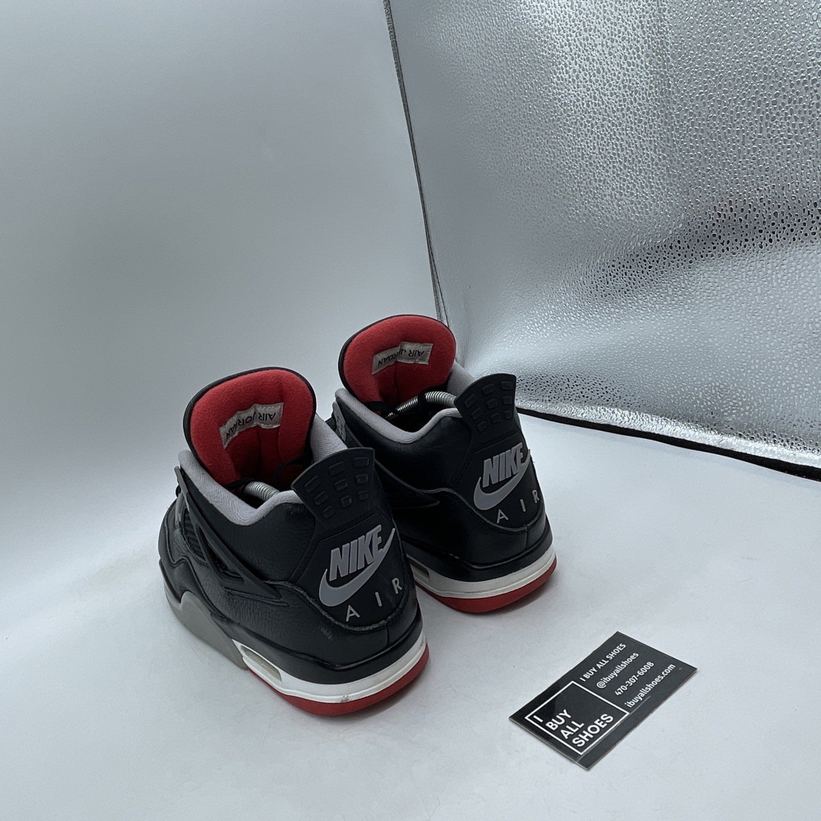 Size 9 - Air Jordan 4 Retro Bred Reimagined Black Grey Leather (FV5029-006)