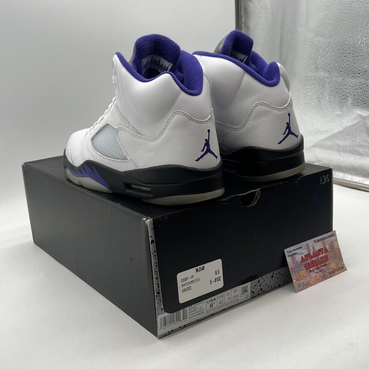 Size 8.5 - Jordan 5 Concord 2022 Black White Purple Leather (DD0587-141)