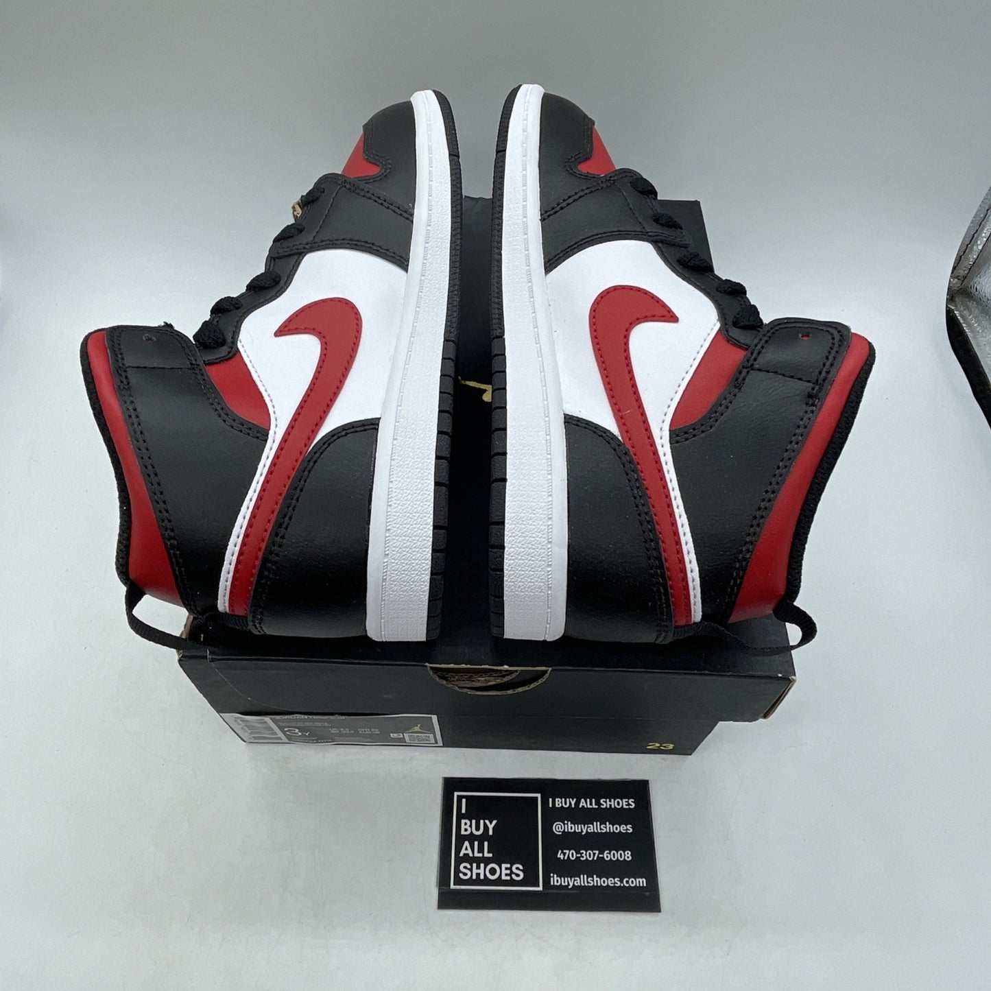 Size 3Y - Air Jordan 1 Mid Black Fire Red (640734-079)