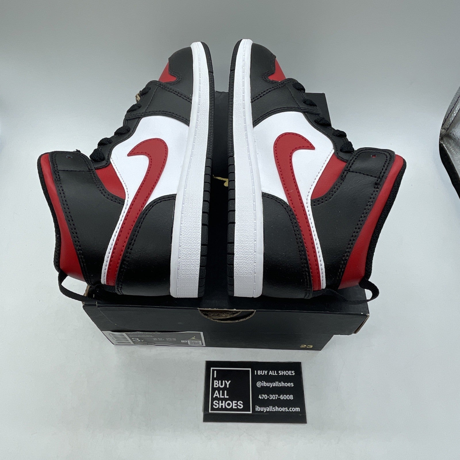 Size 3Y - Air Jordan 1 Mid Black Fire Red (640734-079)