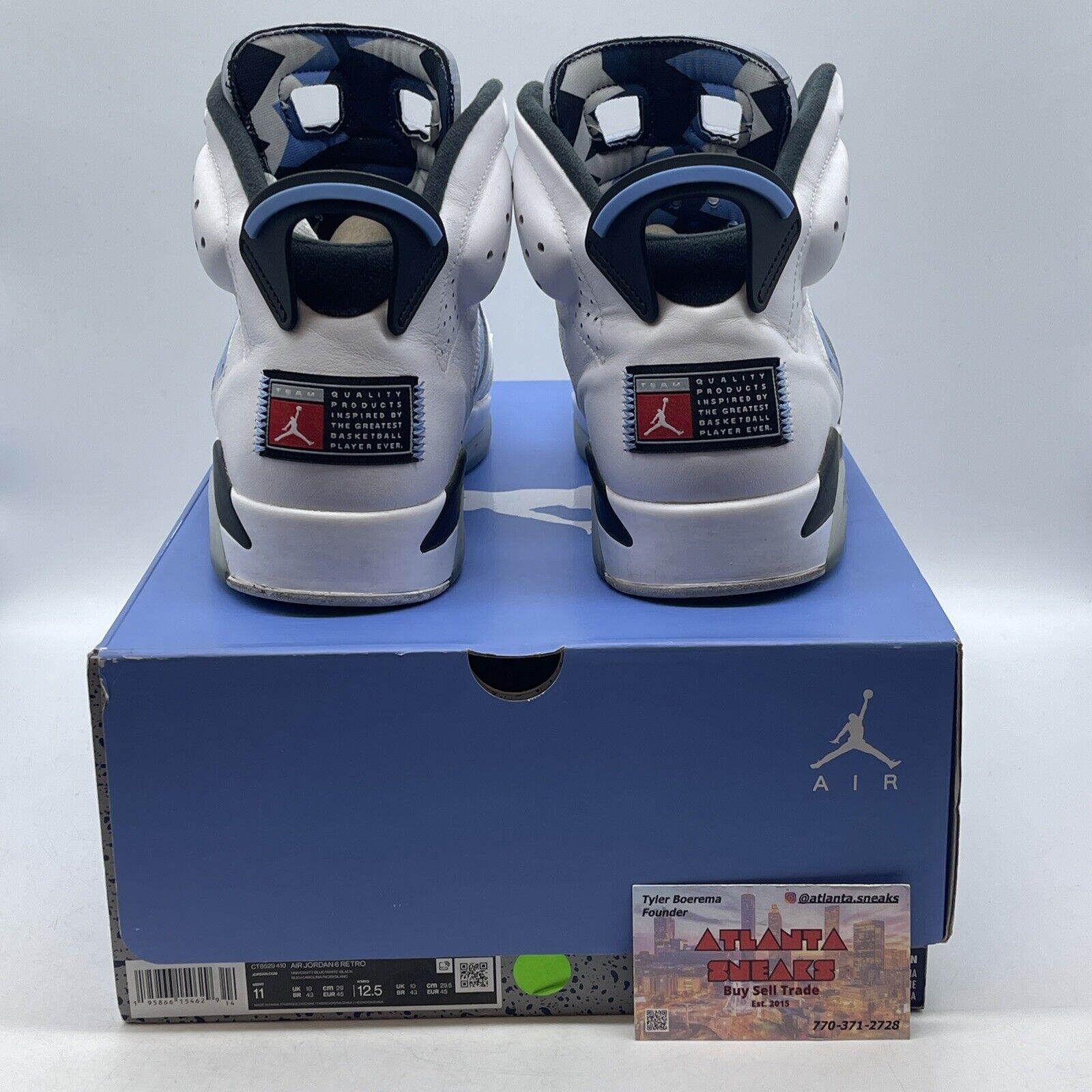 Size 11 - Jordan 6 Retro Mid UNC Home Blue White Black (CT8529-410)