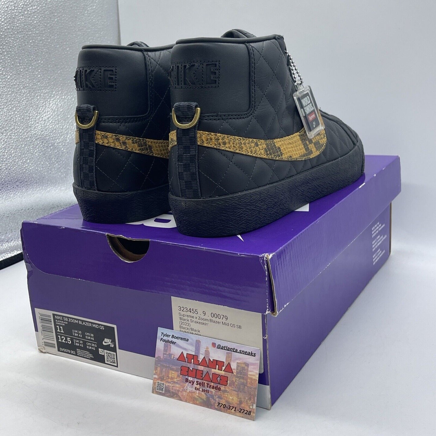 Size 11 - Nike Supreme x Zoom Blazer QS SB Mid Black Snakeskin (DV5078-001)