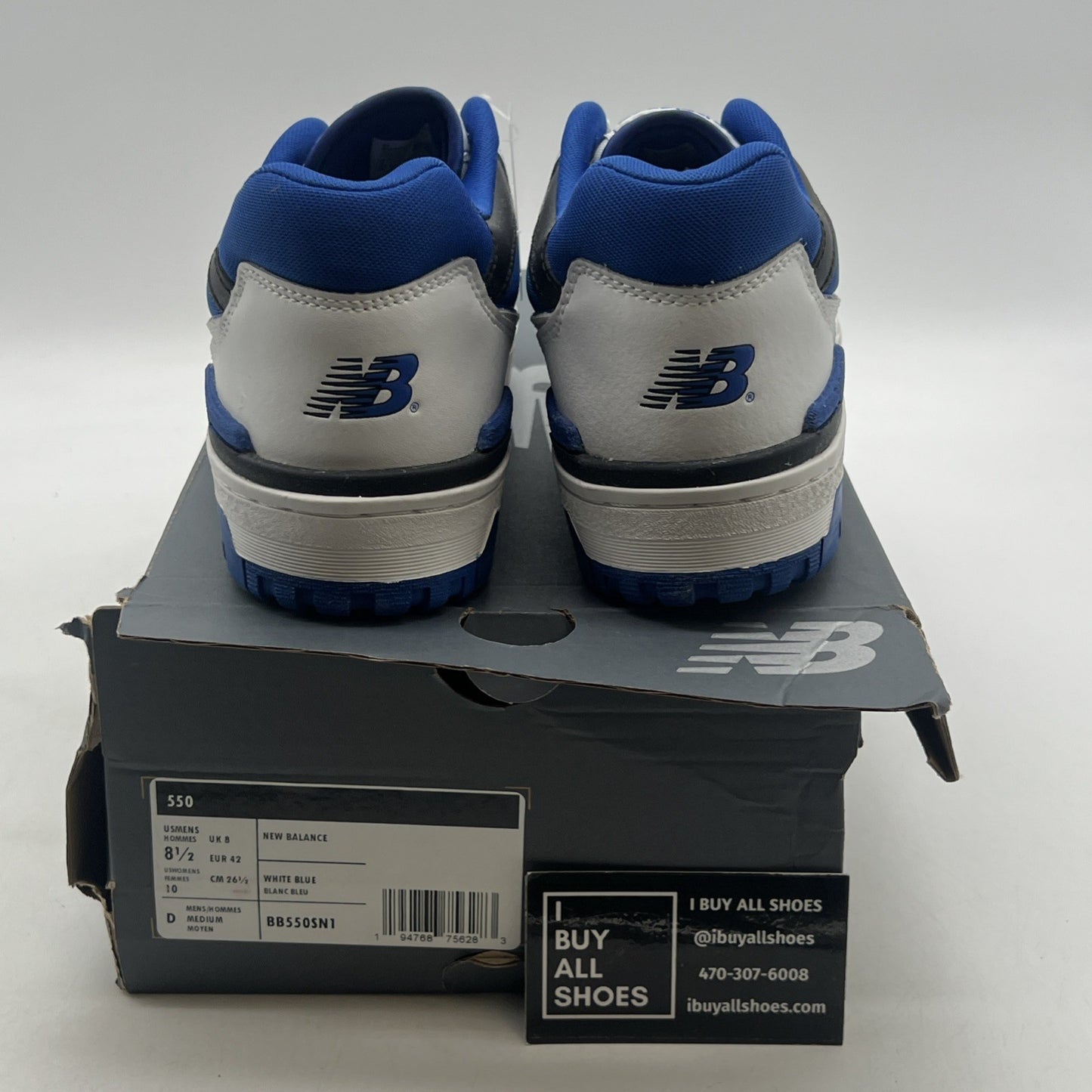Size 8.5 - New Balance 550 White Team Royal (BB550SN1)
