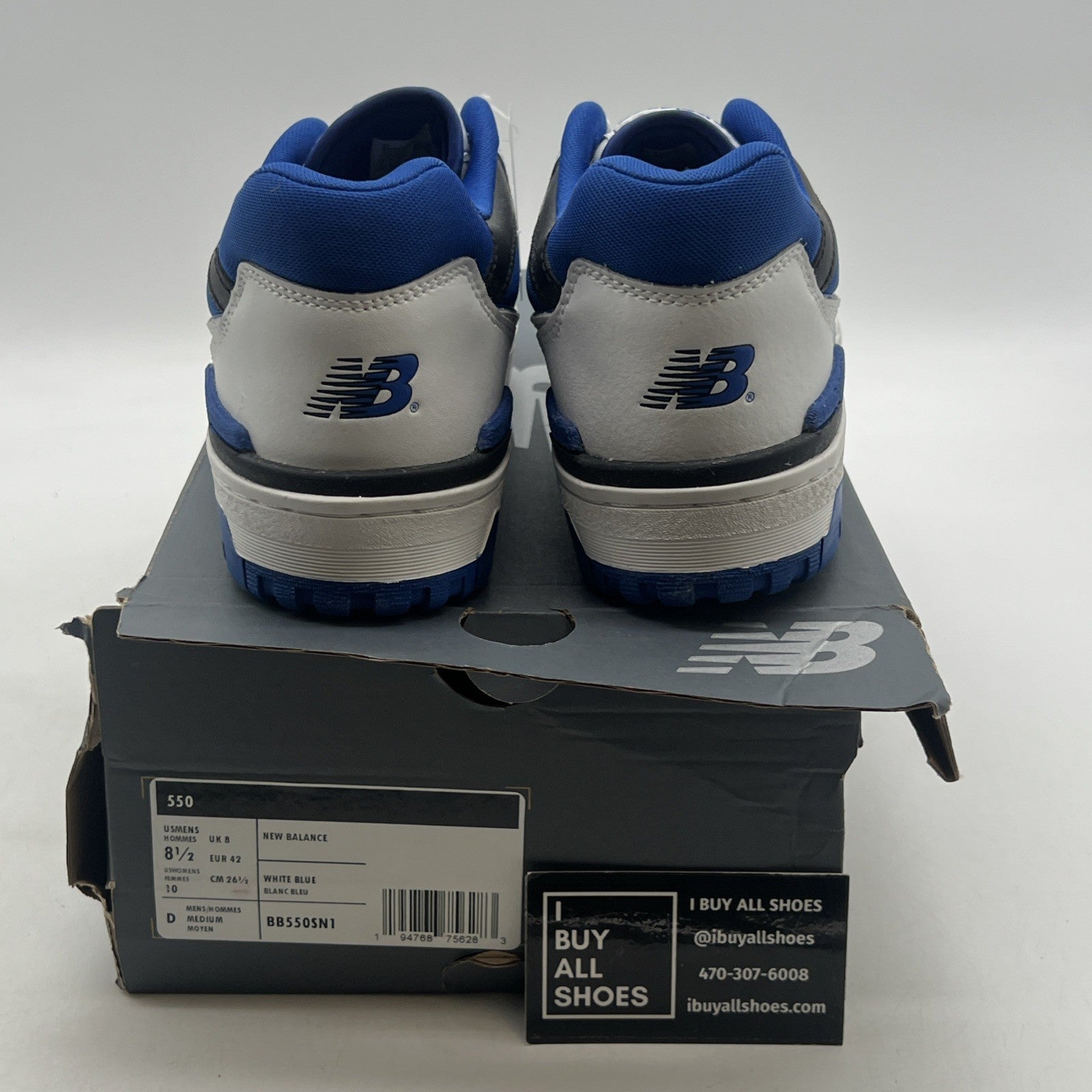 Size 8.5 - New Balance 550 White Team Royal (BB550SN1)