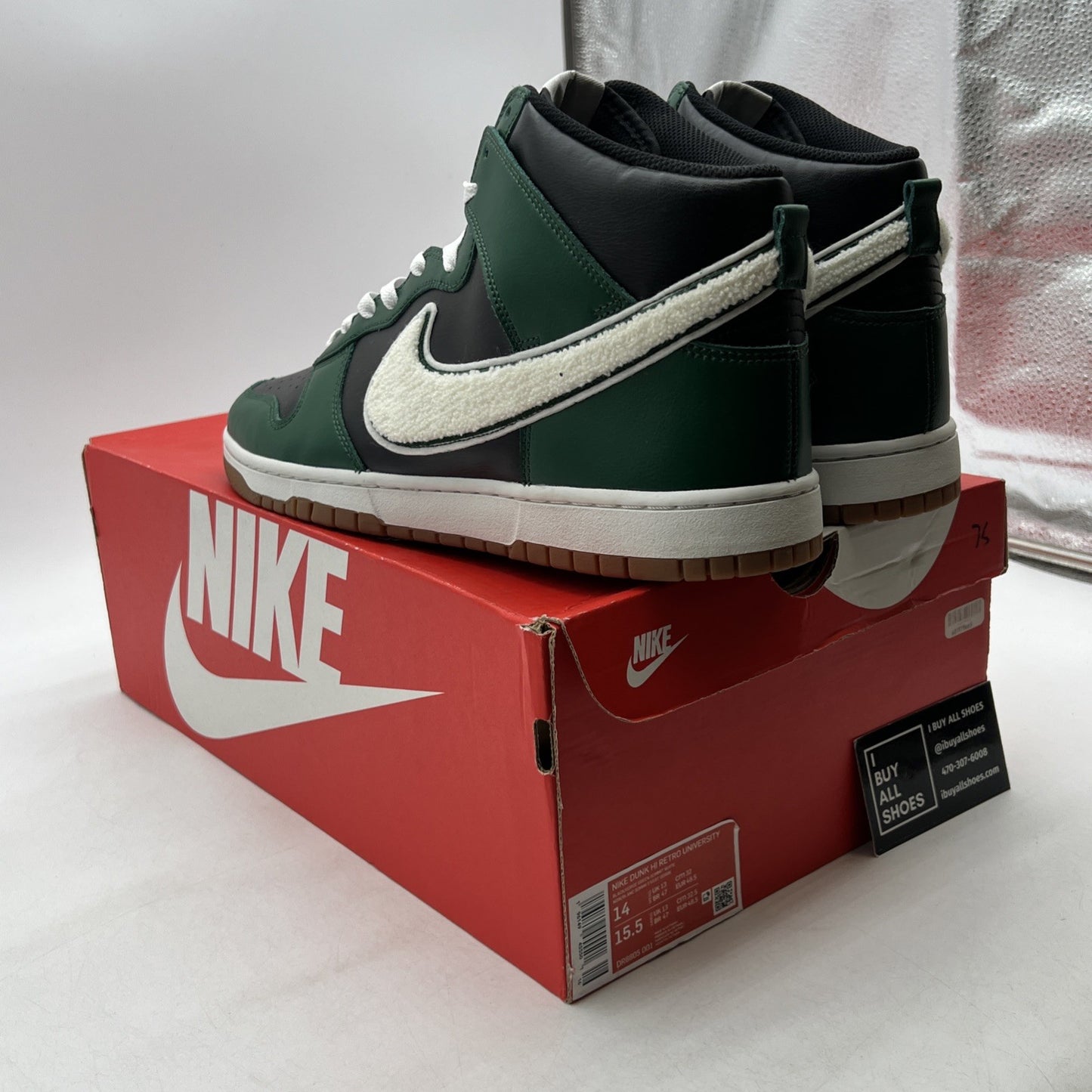 Size 14 - Nike Dunk High Chenille Swoosh - Gorge Green (DR8805-001)