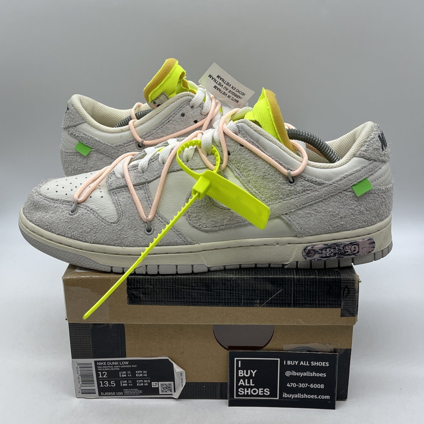 Size 12 - Nike Off-White x Dunk Low Lot 12 of 50 Grey Suede (DJ0950-100)