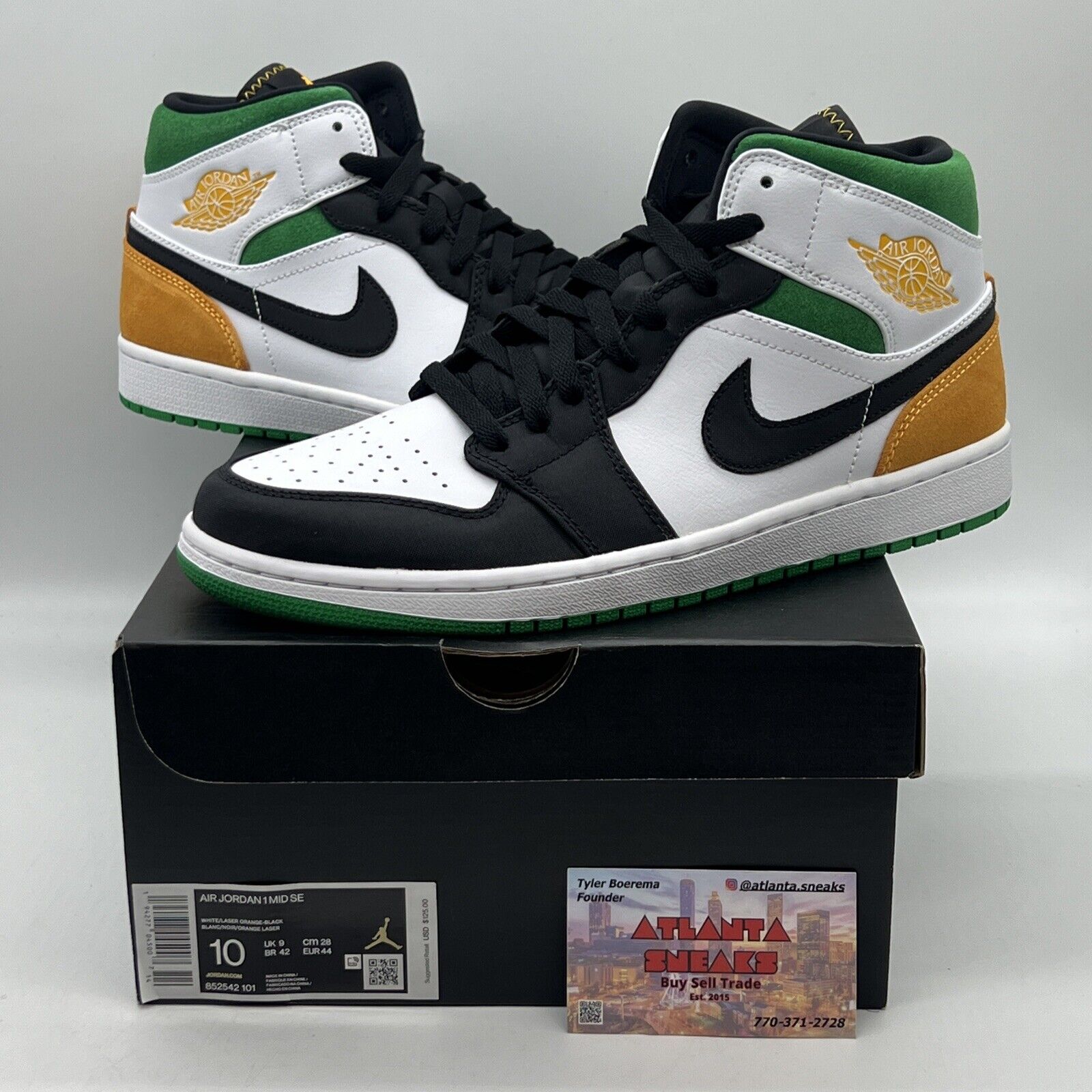 Size 10 - Jordan 1 Mid SE Oakland Brand New Og All Black White Green