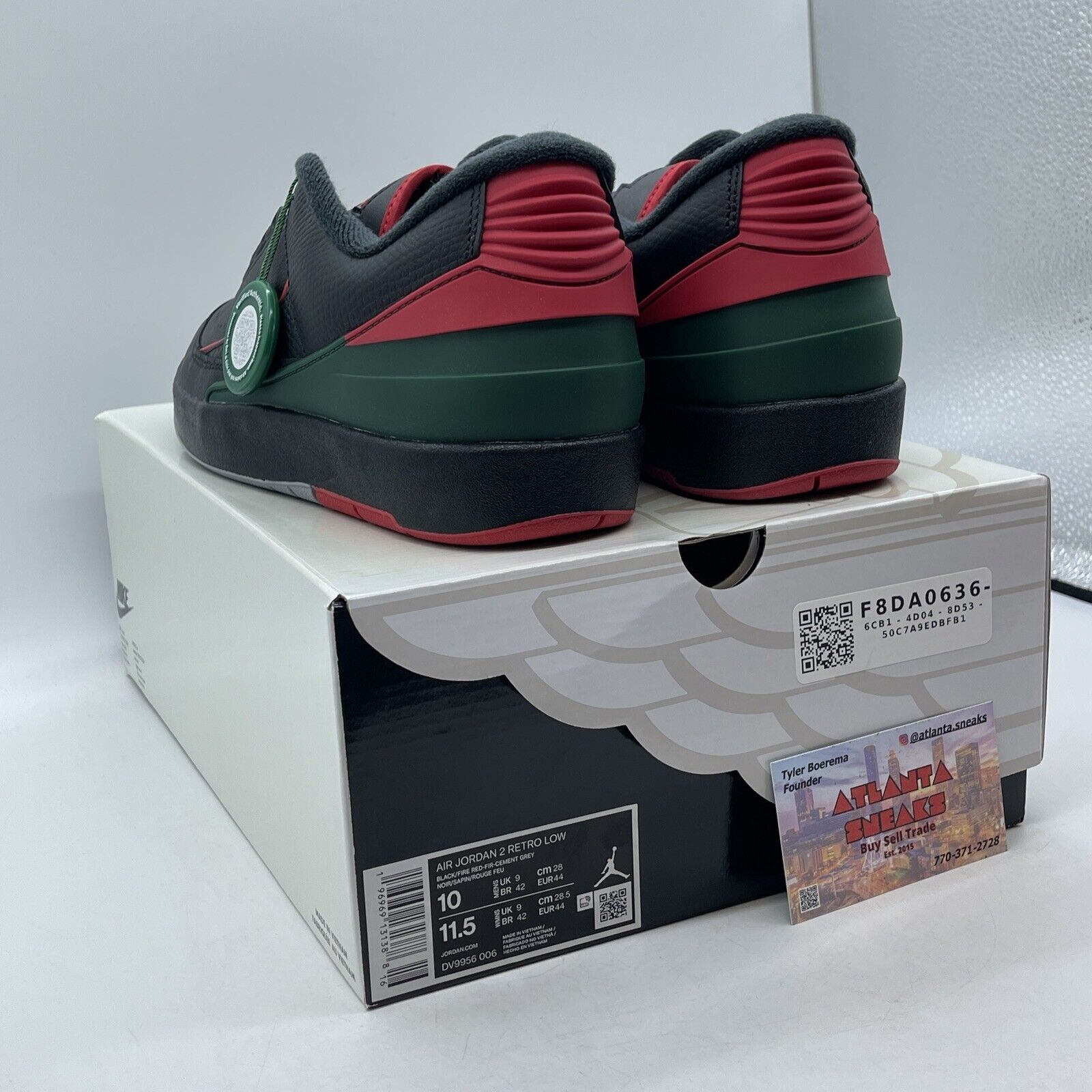 Size 10 - Air Jordan 2 Retro Low Christmas Black Red Green Leather (DV9956-006)