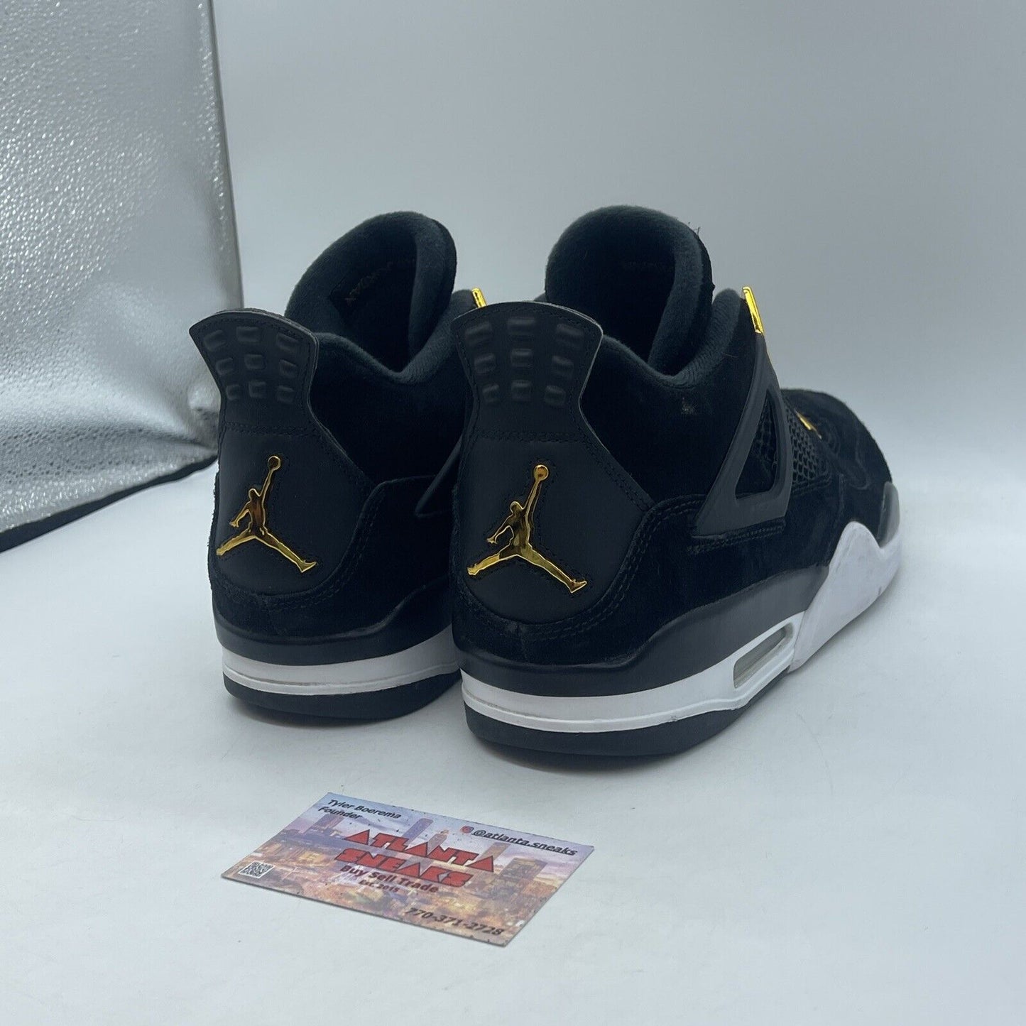 Size 10 - Jordan 4 Retro Royalty 2017 Gold White Black Suede (308497-032)