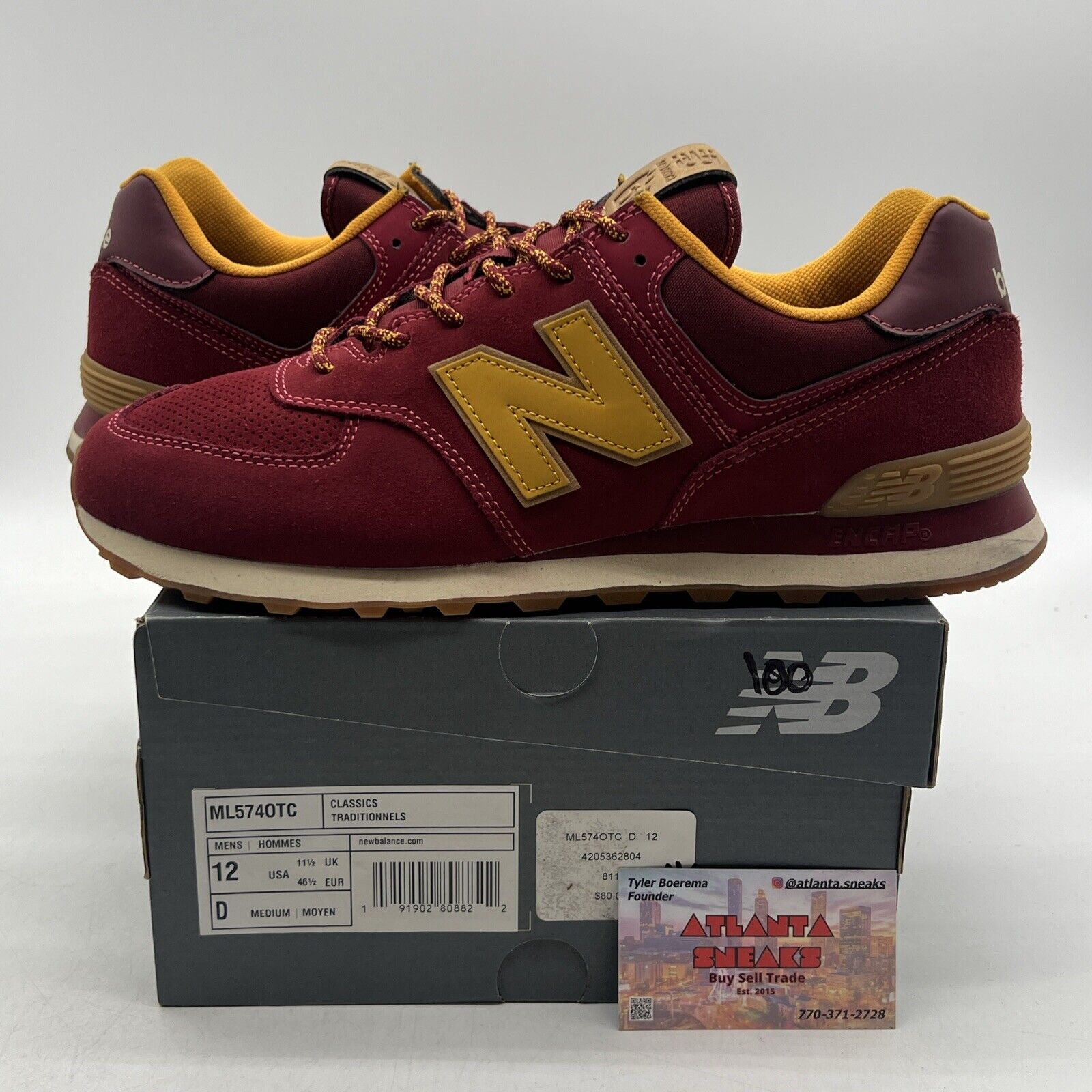 Size 13 - New Balance 574 Outdoor Pack - Burgundy Yellow Suede (ML574OTC)