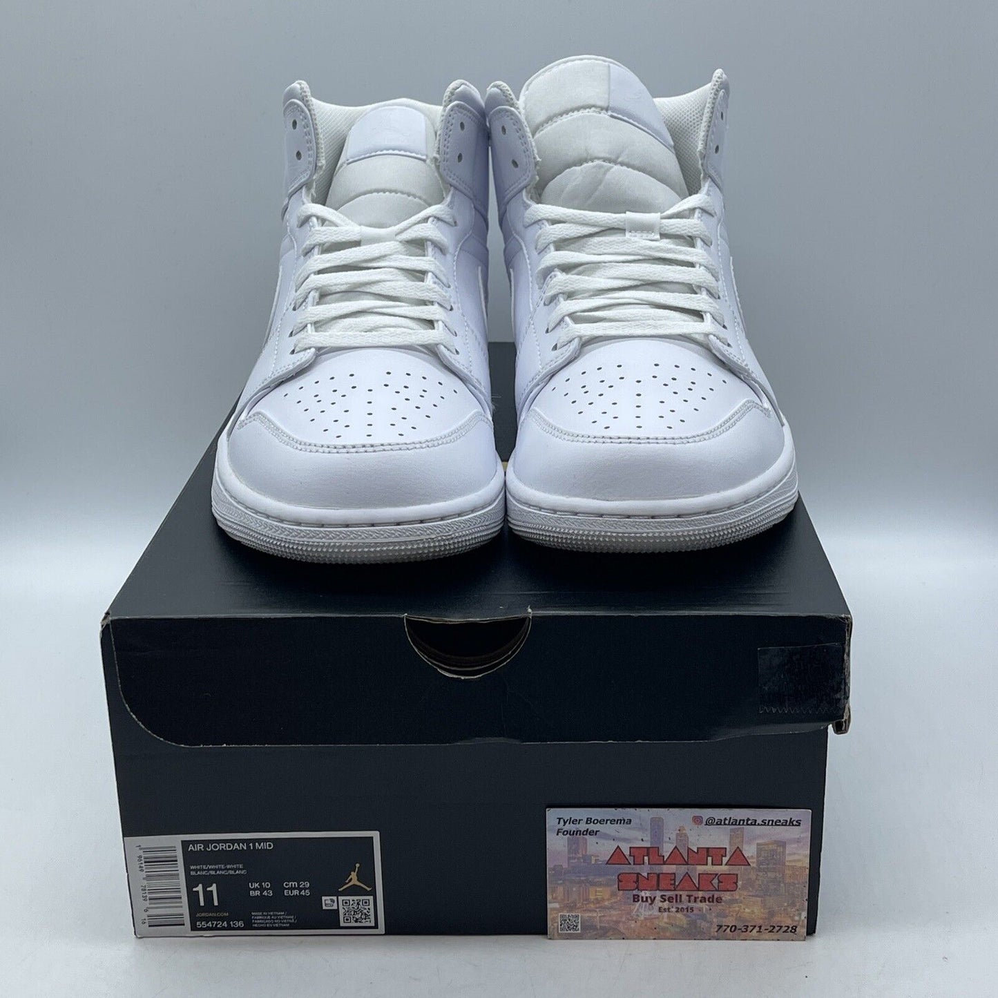 Size 11 - Jordan 1 Mid Triple White Leather (554724-136)