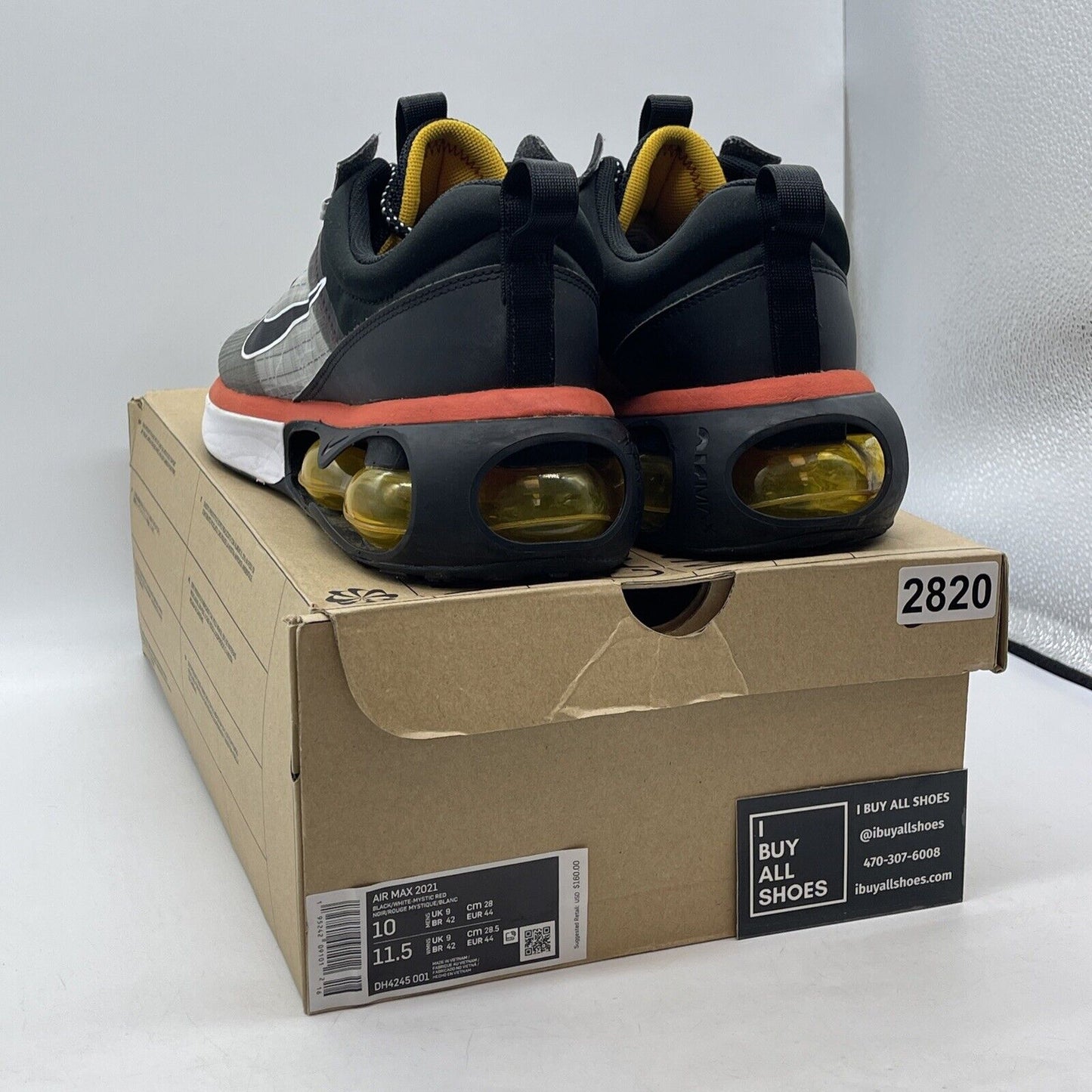 Size 10 - Nike Air Max 2021 Black Mystic Red Black Yellow Suede (DH4245-001)