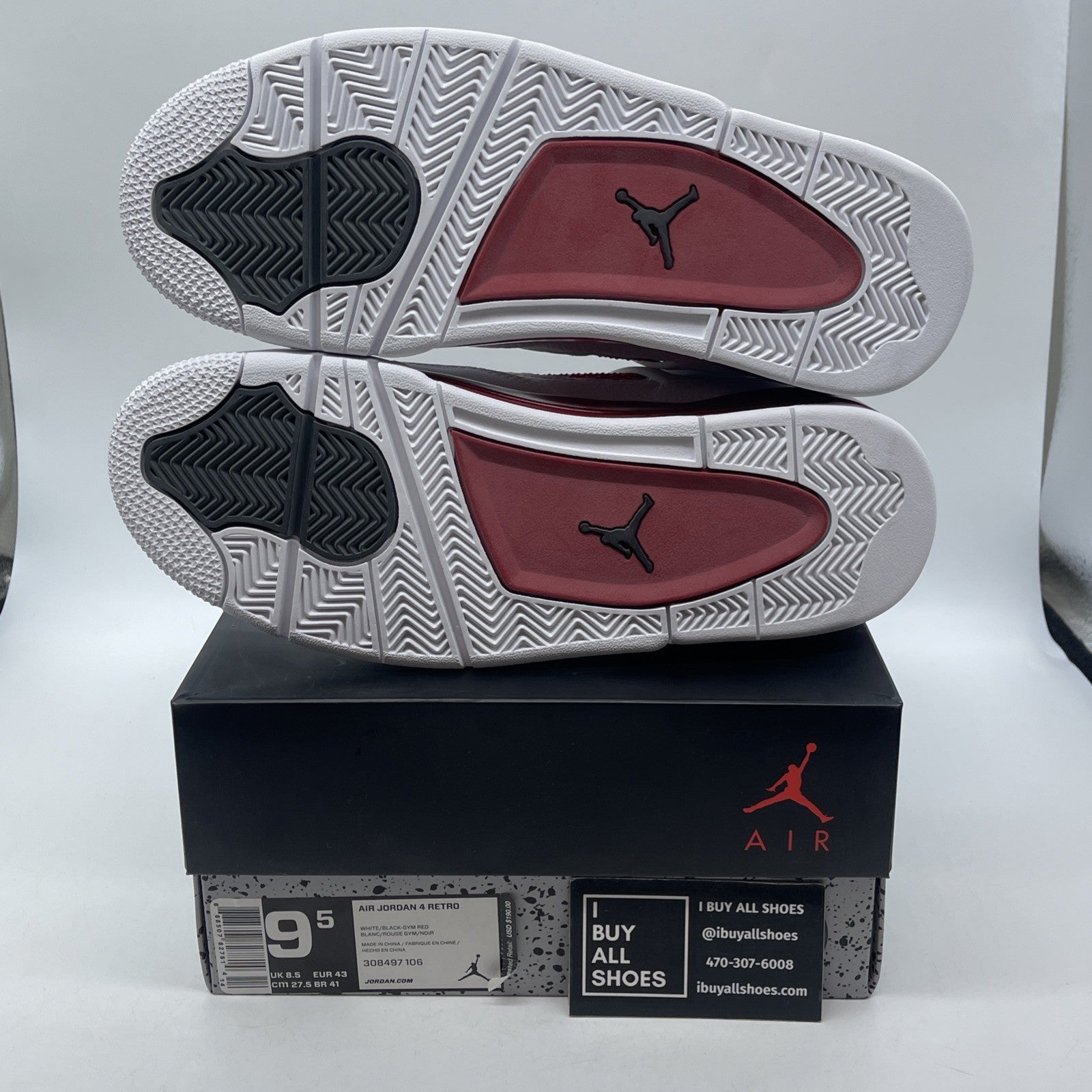 Size 9.5 - Jordan 4 Retro alternate 89 2016 White Red Leather (308497-106)