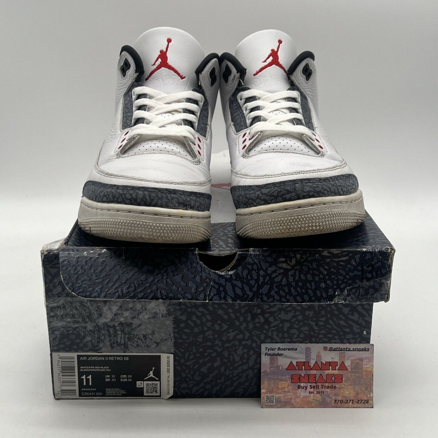 Size 11 - Jordan 3 Retro Denim SE Fire Red 2020 White Red Navy (CZ6431-100)