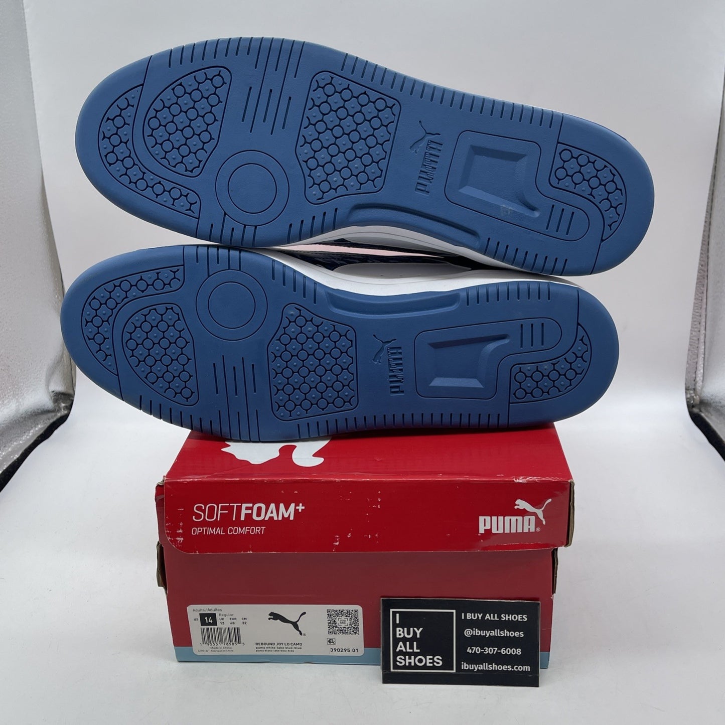 Size 14 - Puma Rebound Joy Low Lake Blue Camo (390295-01)