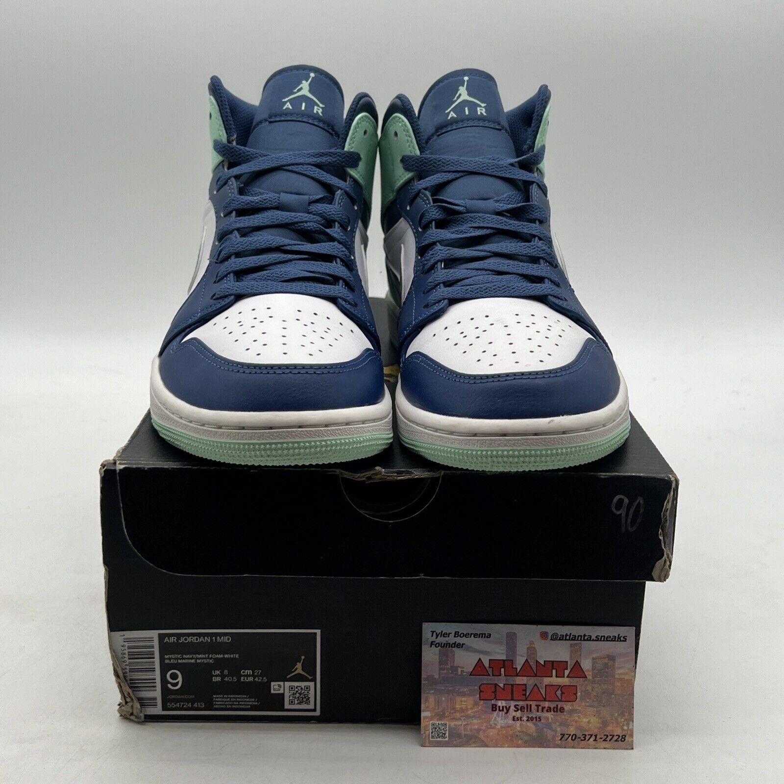 Size 9 - Air Jordan 1 Mid Blue Mint 2022 (554724-413)