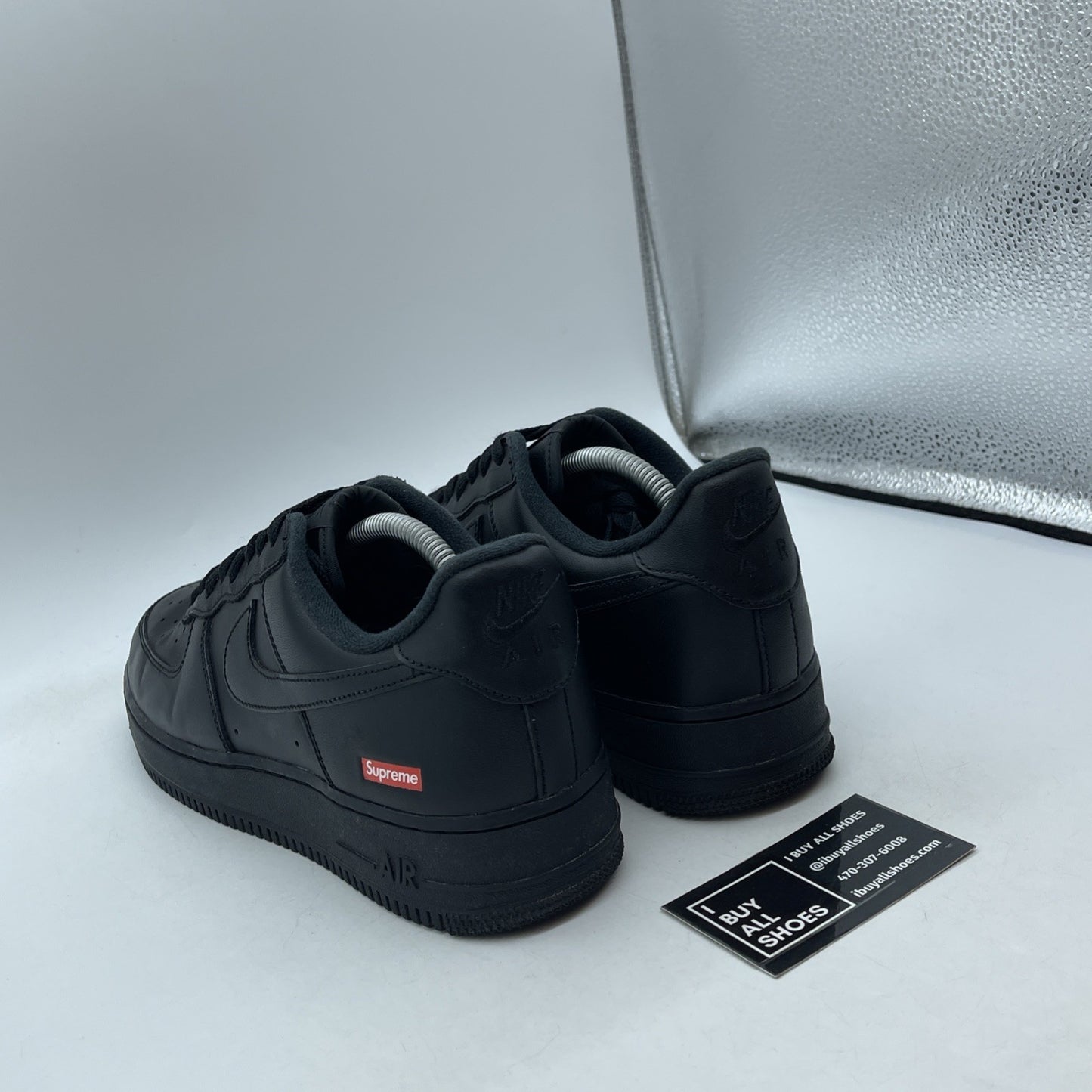 Size 9 - Nike Air Force 1 Low x Supreme Box Logo - Black Leather (CU9225-001)