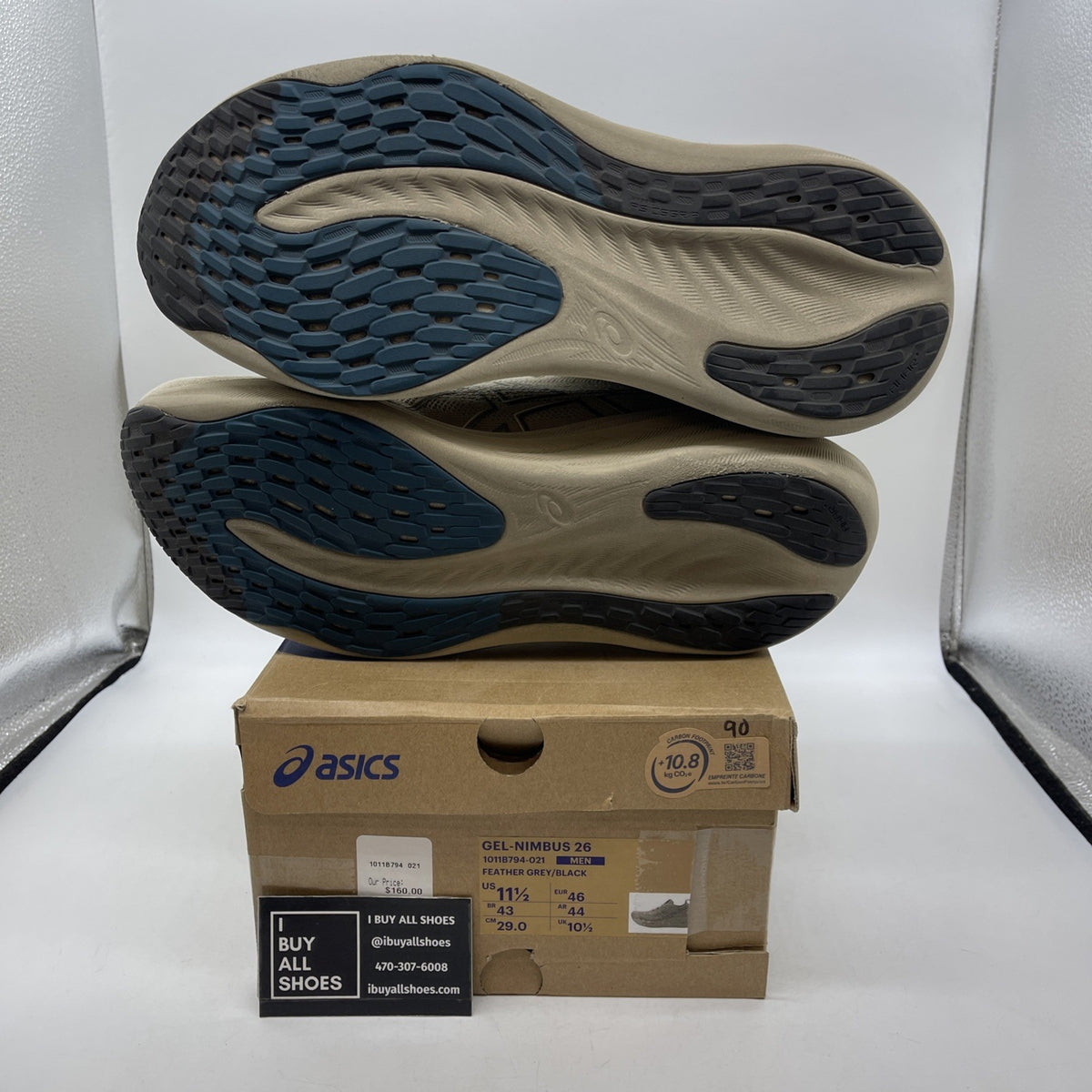 Size 11.5 - Asics Gel Nimbus 26 Feather Grey Black (1011B794-021)