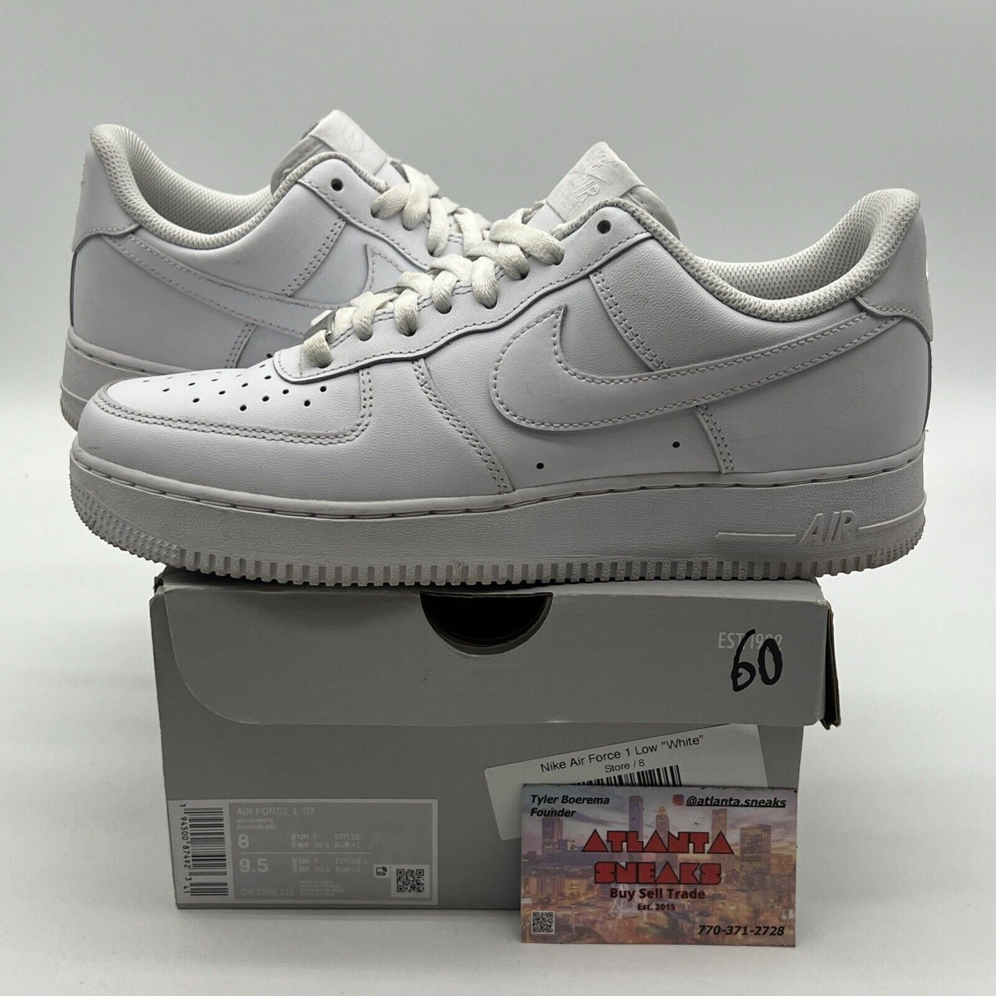 Size 8 - Nike Air Force 1 '07 Low Triple White Leather (CW2288-111)