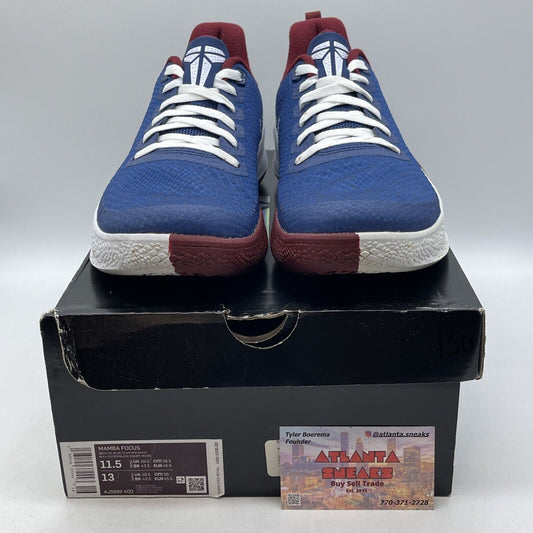Size 11.5 - Nike Mamba Focus Coastal Blue Red White Suede Leather (AJ5899-400)