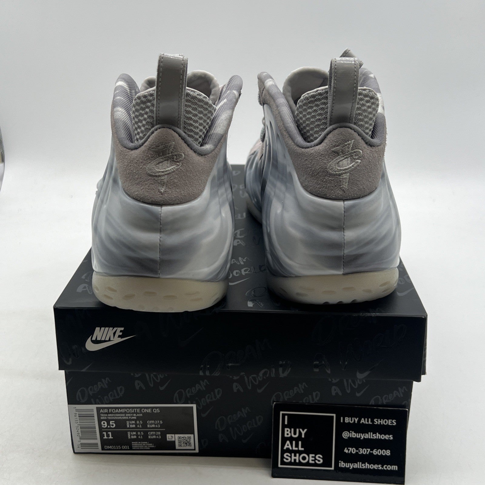 Size 9.5 - Nike Air Foamposite One QS Dream A World - Tech Grey (DM0115-001)