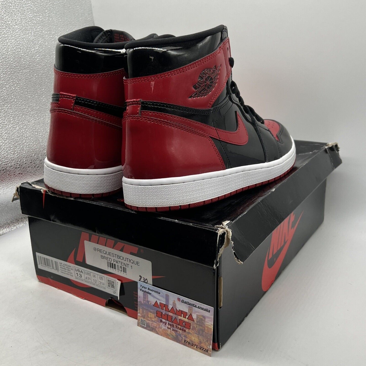 Size 13 - Jordan 1 Retro OG High Patent Bred Black Red White (555088-063)