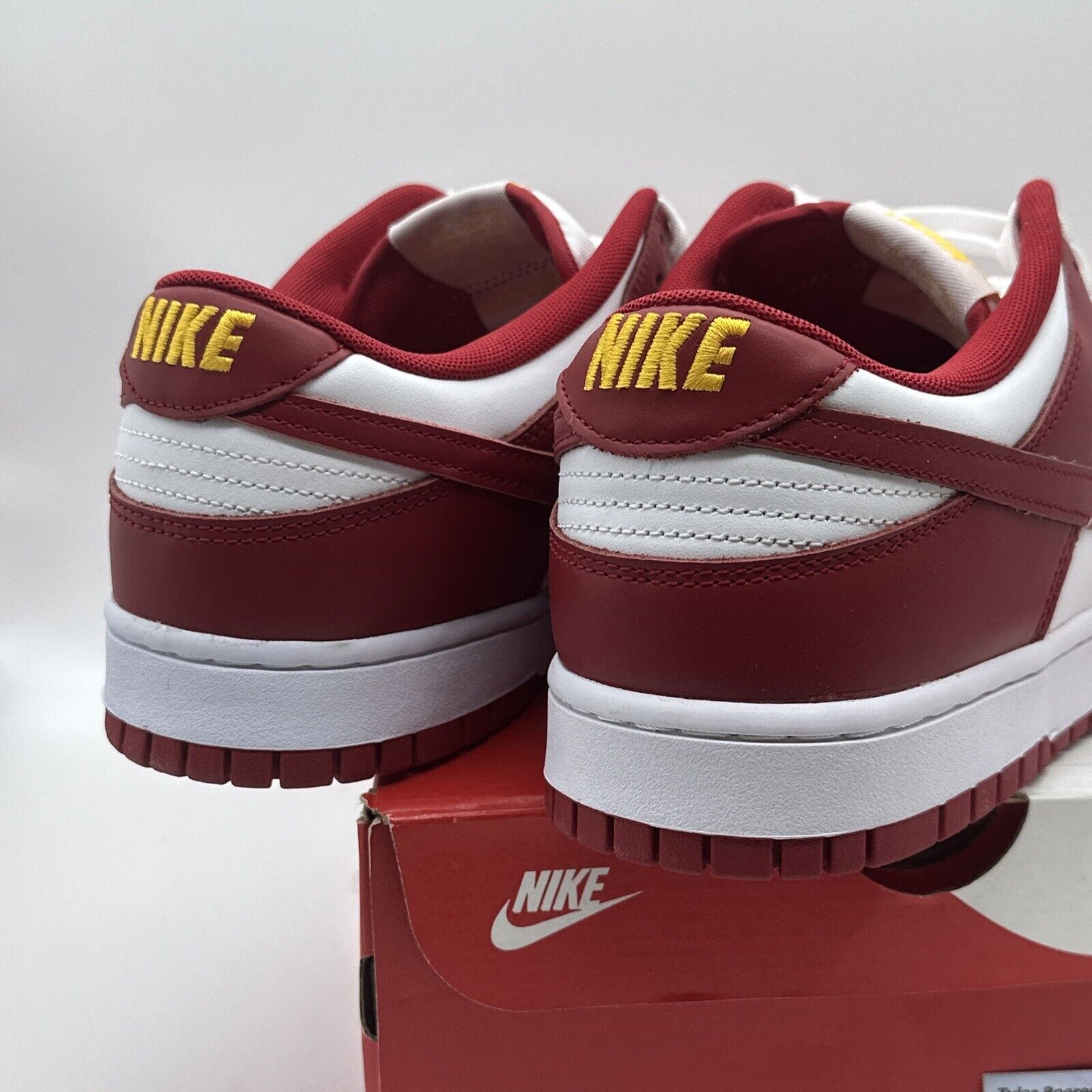 Size 12 - Nike Dunk Low Gym Red USC Yellow Burnet College Leather Ds New Rare Og