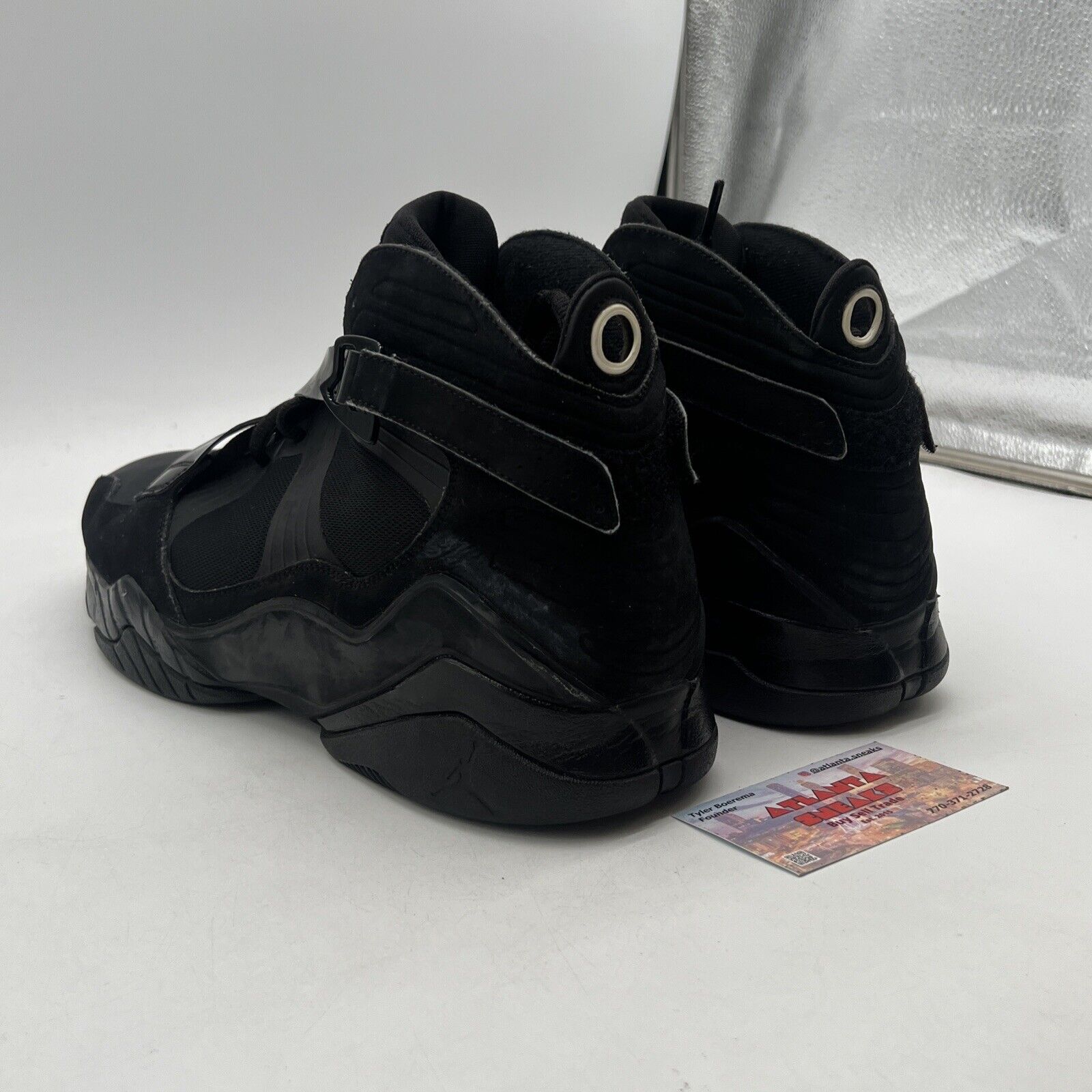 Size 13 - Nike Mens Air Jordan 8.0 Triple Black Basketball Shoes (Samples)