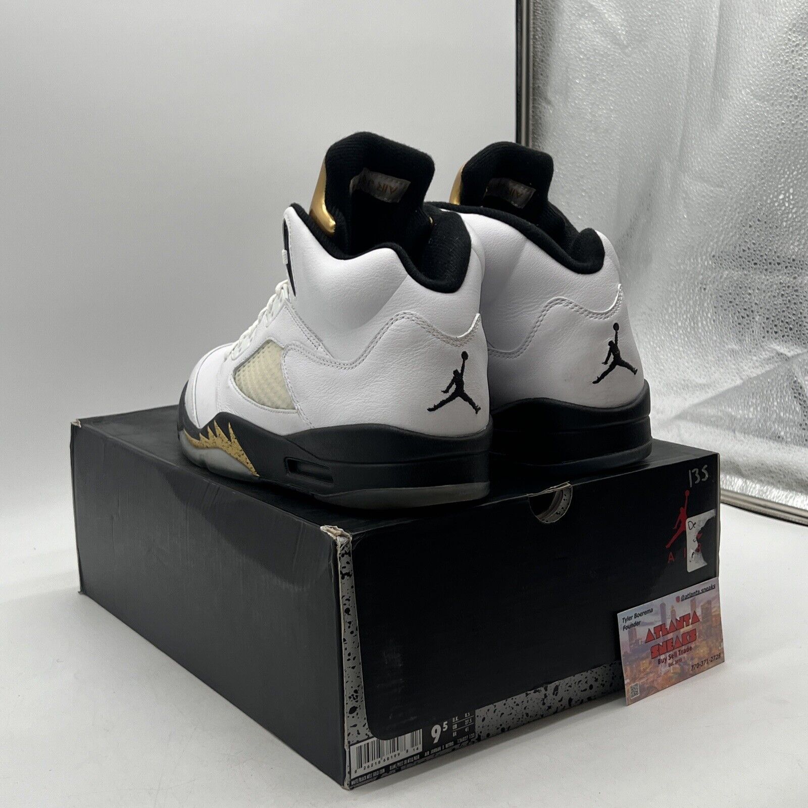 Size 9.5 - Air Jordan 5 Retro Olympic White Black Gold (136027-133)