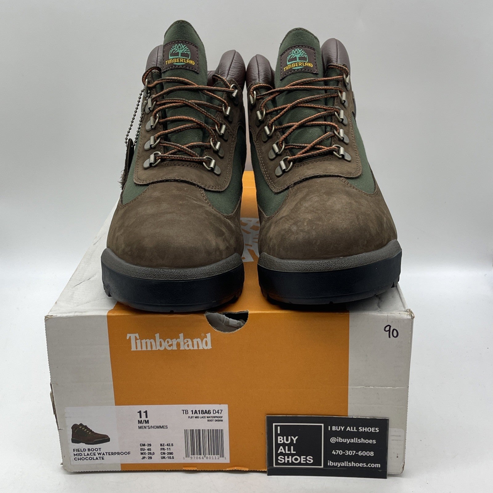 Size 11 - TIMBERLAND WATERPROOF FIELD BOOT BROWN OLIVE  BEEF BROCCOLI NUBUCK LOW