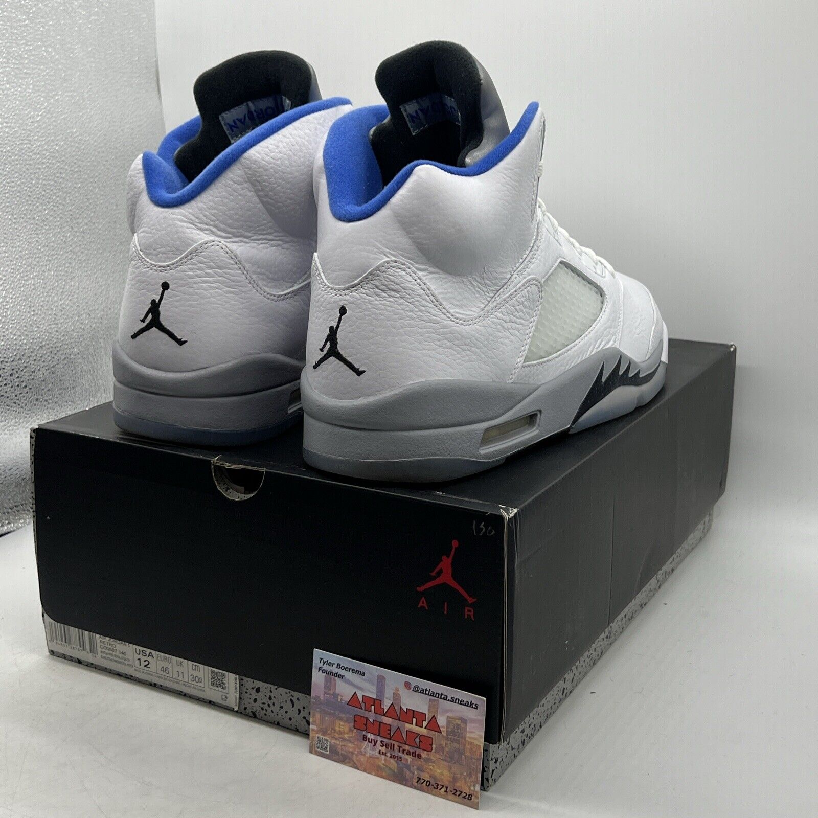 Size 12 - Air Jordan 5 Retro Stealth 2.0 Blue White Grey Leather (DD0587-140)