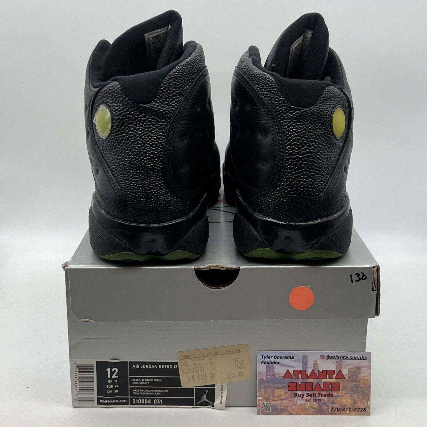 Size 12 - Air Jordan 13 Retro 2005 Altitude Black Green Leather (310004-031)