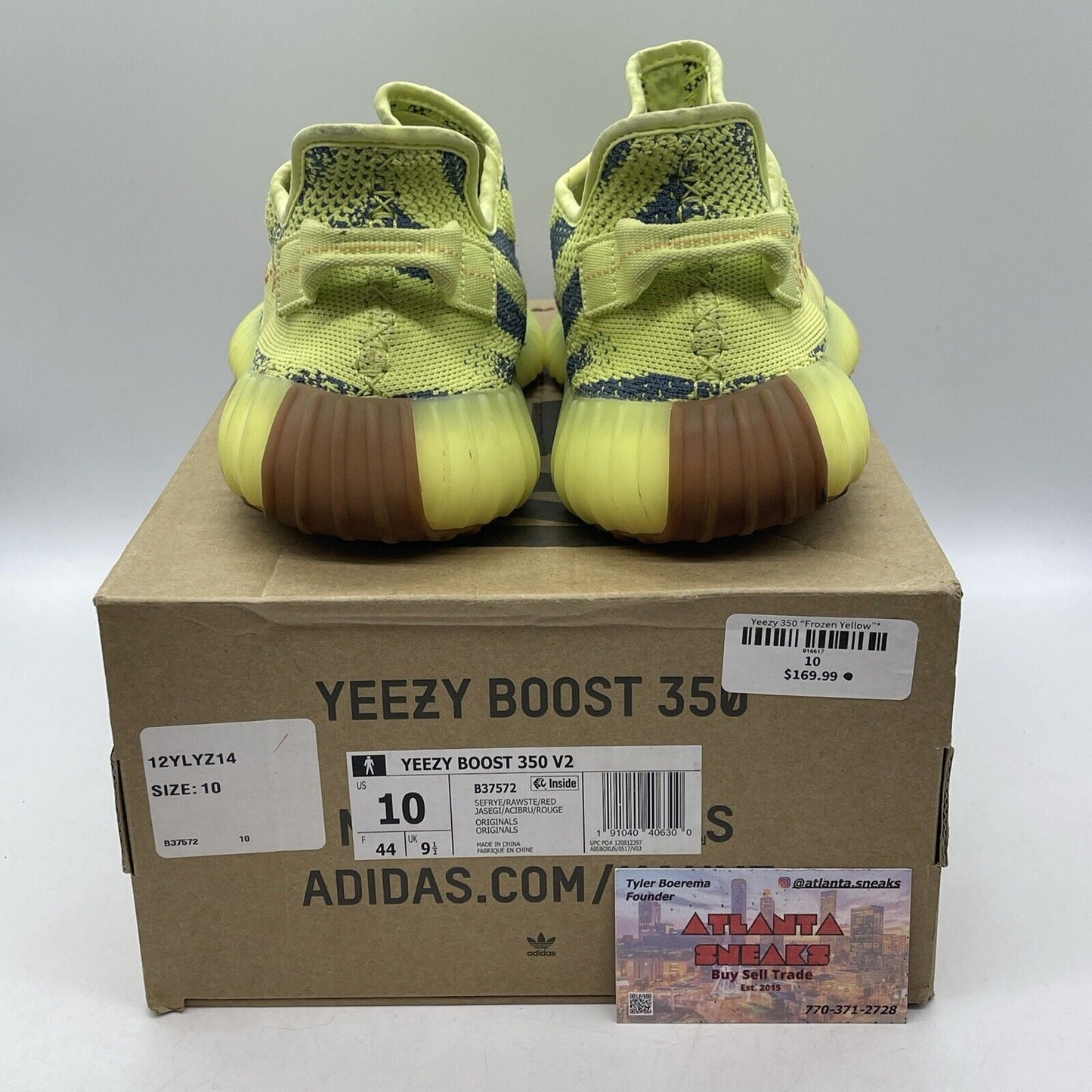 Size 10 - adidas Yeezy Boost 350 V2 Low Semi Frozen Yellow Red Brown (B37572)