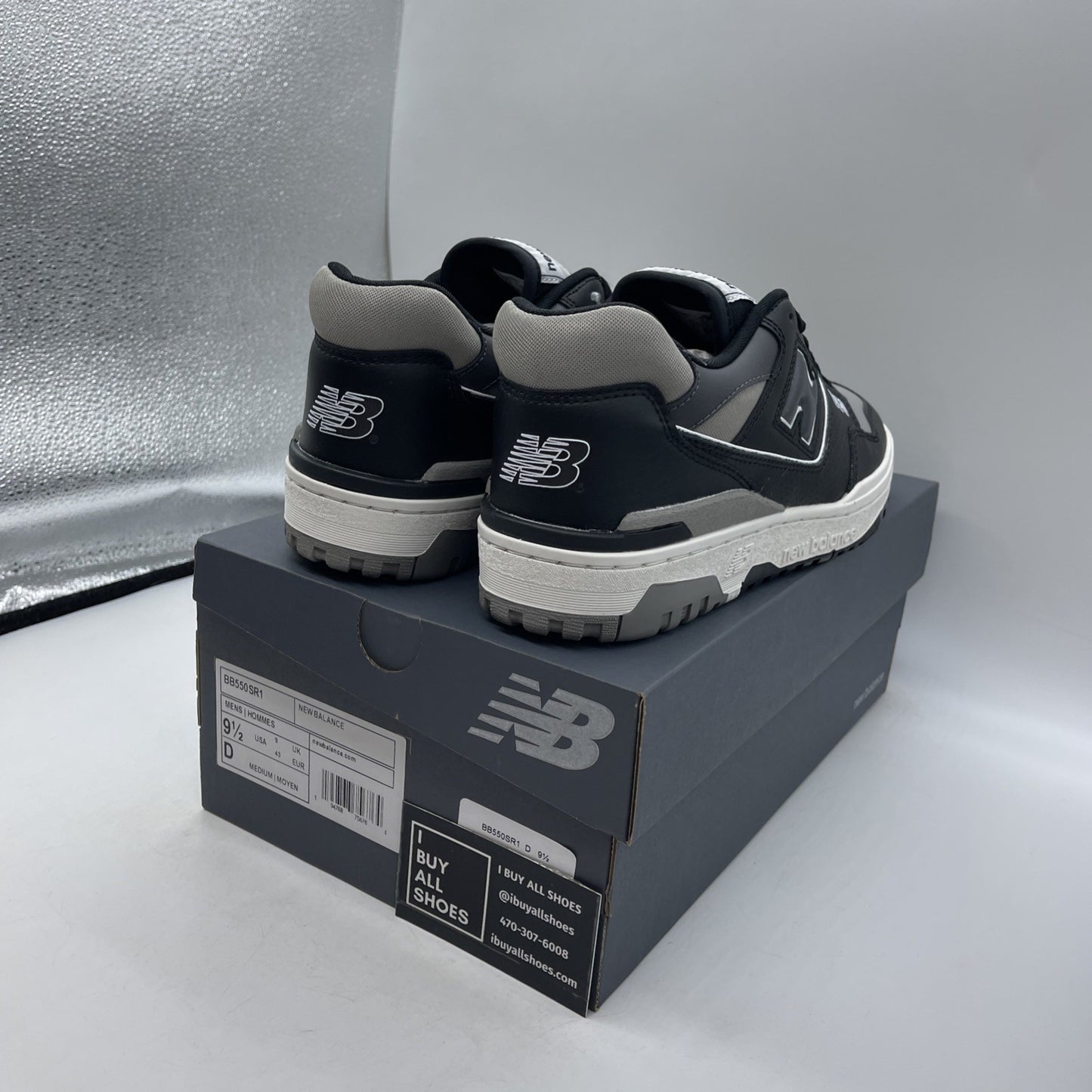 Size 9.5 - New Balance 550 Grey Black White Leather (BB550SR1)