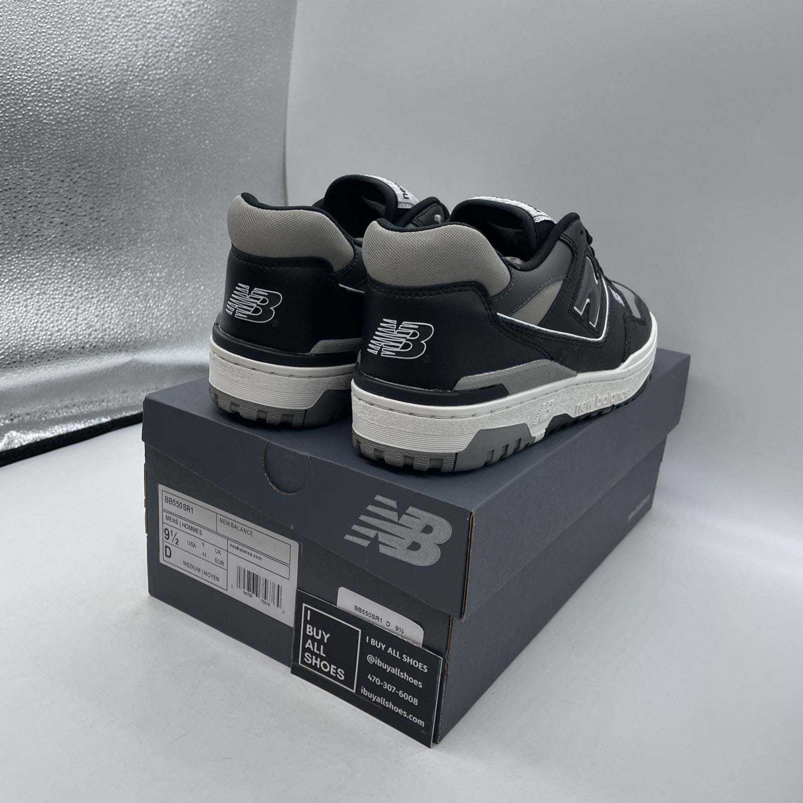 Size 9.5 - New Balance 550 Grey Black White Leather (BB550SR1)