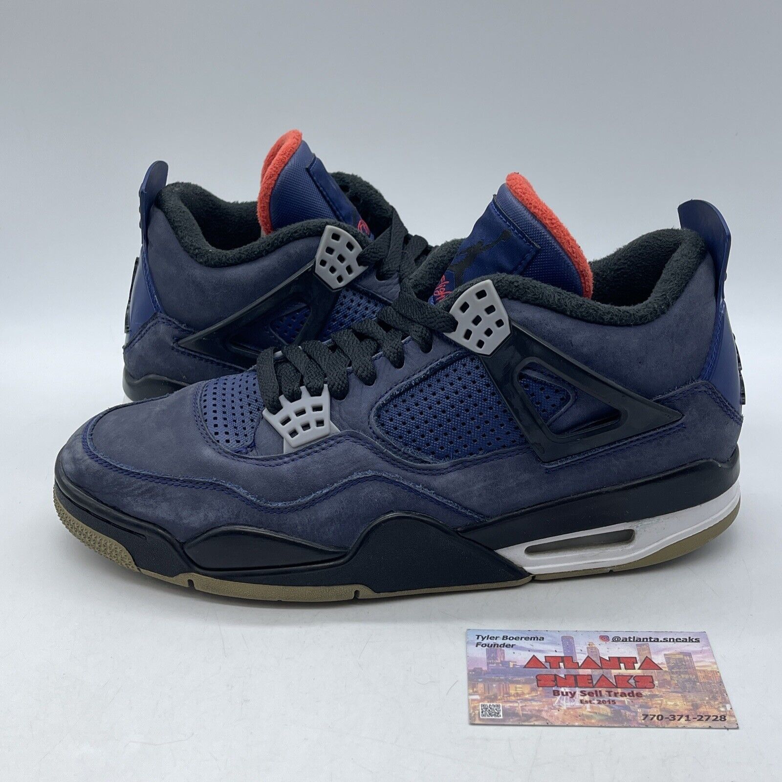 Size 9.5 - Jordan 4 Winter Loyal Blue Suede Black Grey Leather (CQ9597-401)