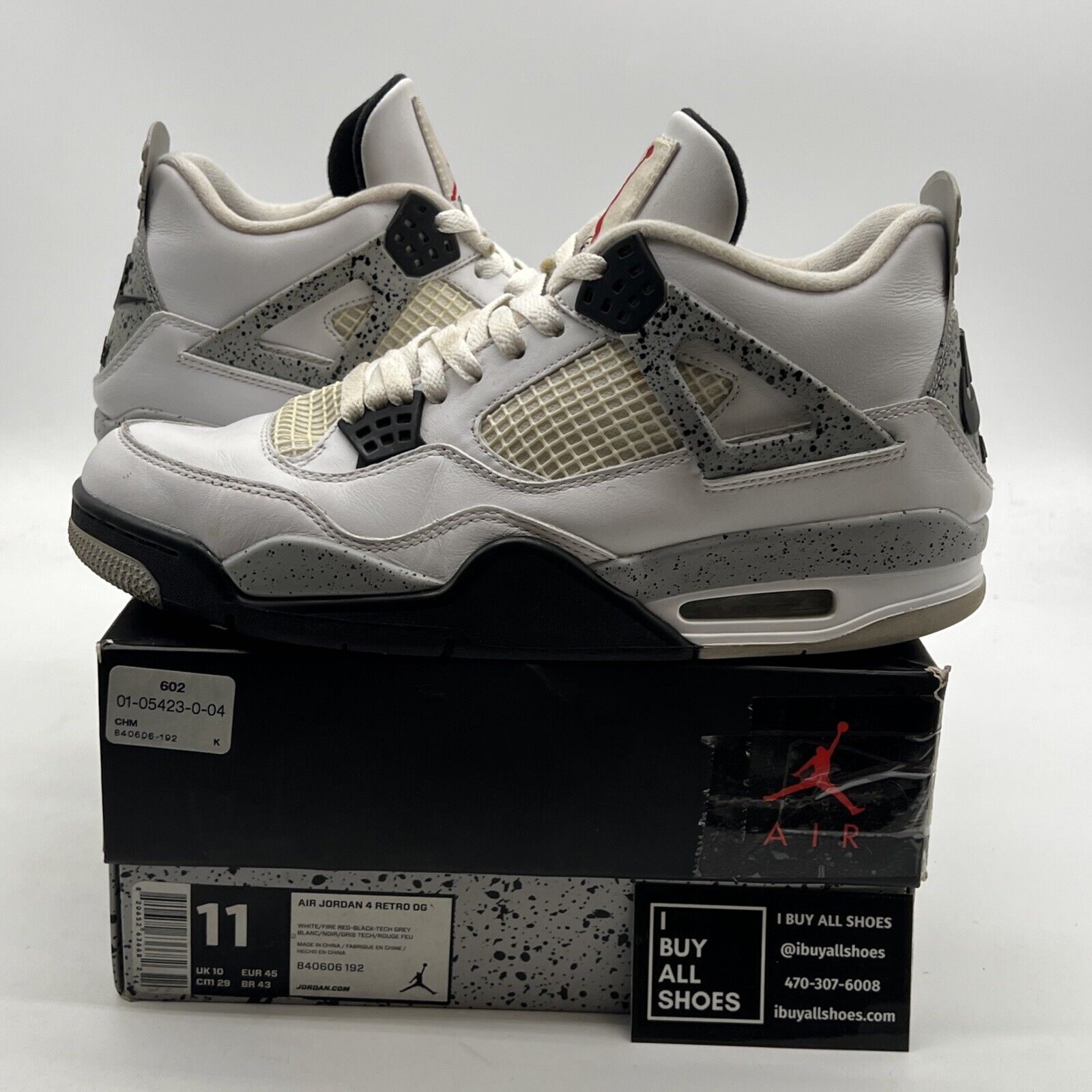Size 11 - Air Jordan 4 Retro OG Mid White Cement (840606-192)