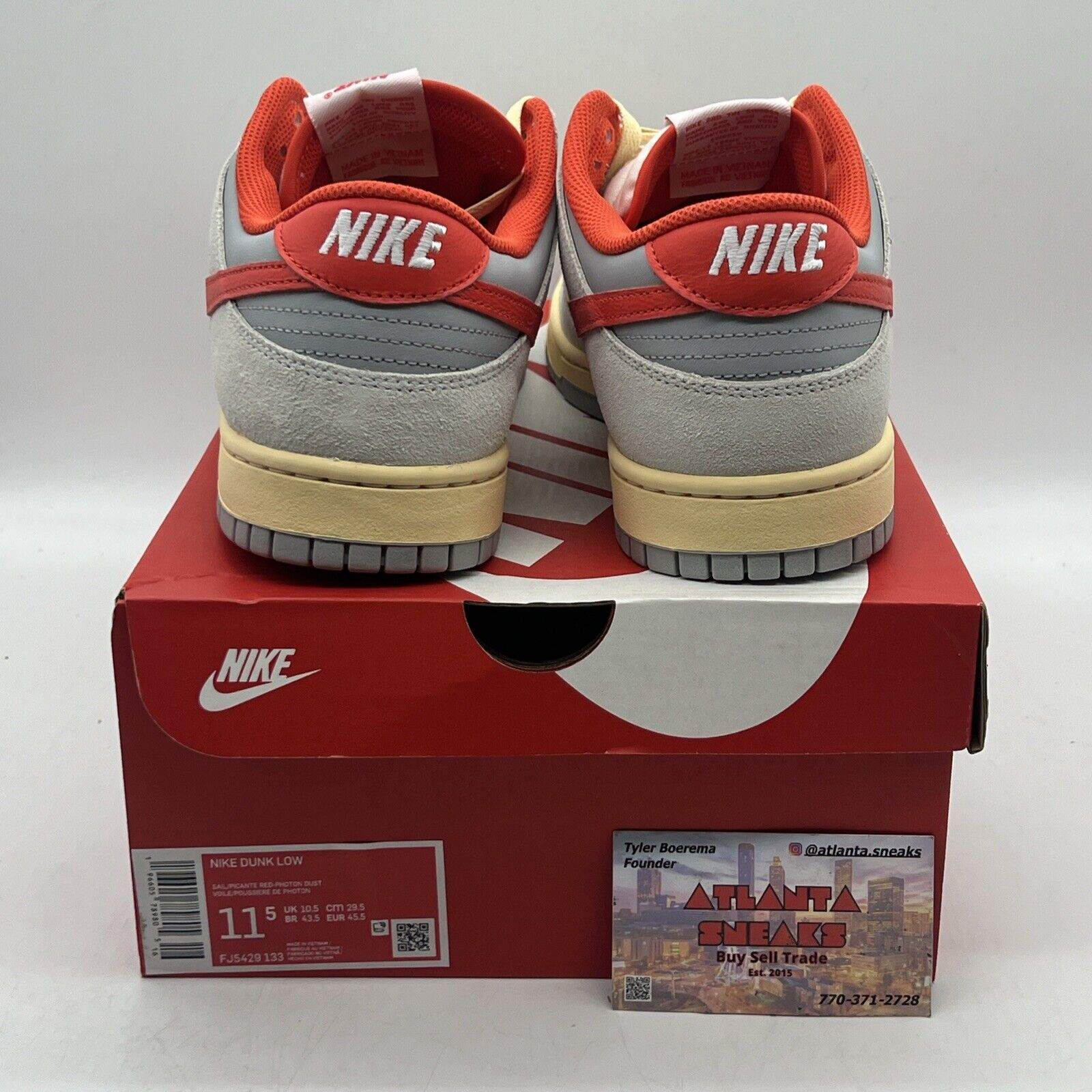 Size 11.5 - Nike Dunk Low White/Gray/Red 2023 Brand New Og All