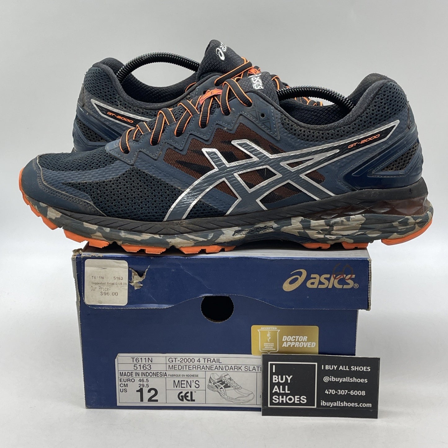Size 12 - Asics GT-2000 4 Blue Grey Camo  (T611N)