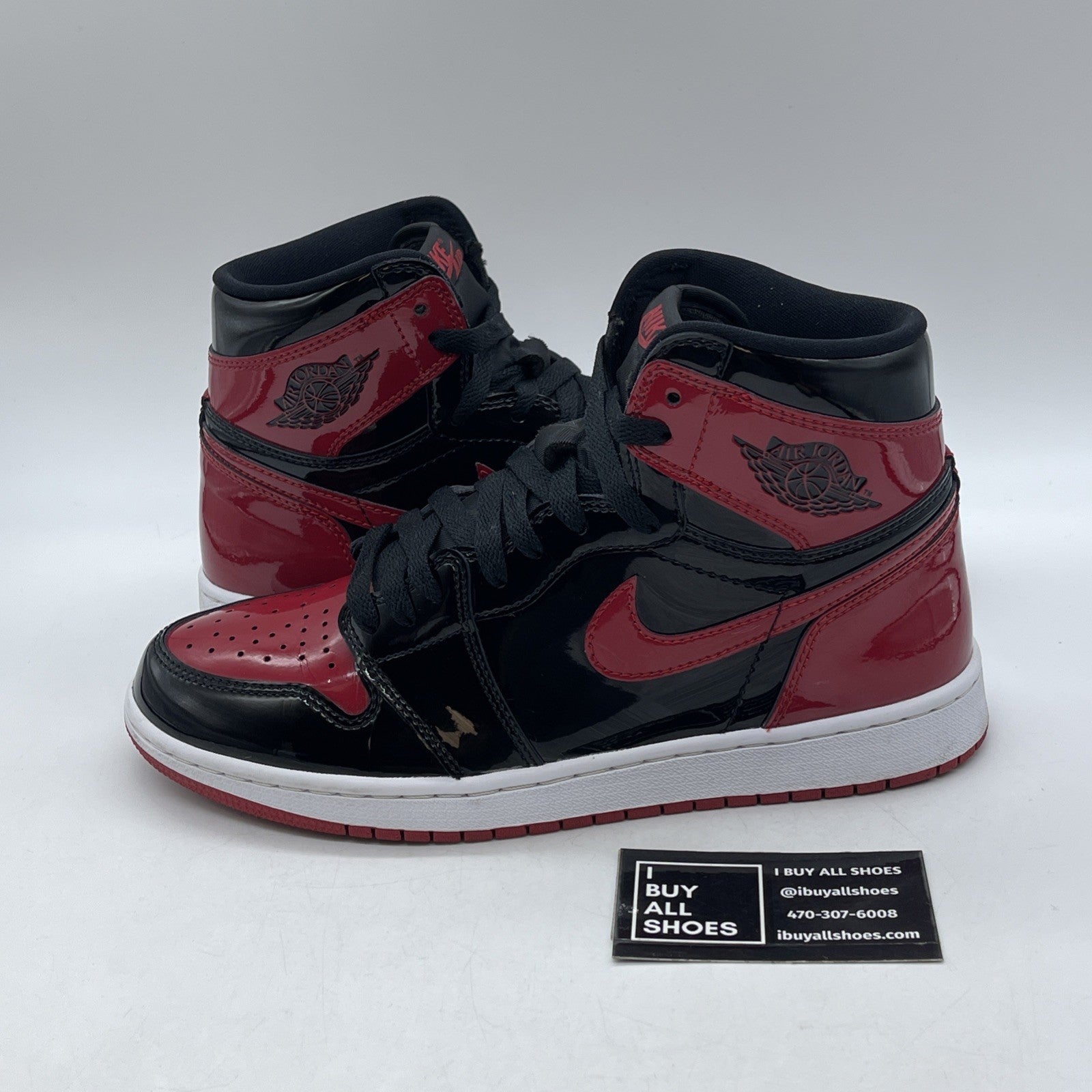 Size 8.5 - Jordan 1 Retro OG High Patent Bred Red Black (555088-063)